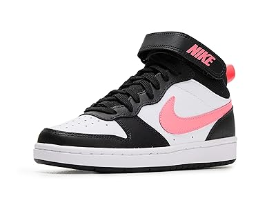 Nike Kids Court Borough Mid 2 (Big Kid) Kids Shoes Black/Sunset Pulse/White : 3.5 Big Kid M, Leather