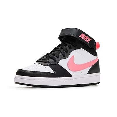 Nike Kids Court Borough Mid 2 (Big Kid) Kids Shoes Black/Sunset Pulse/White