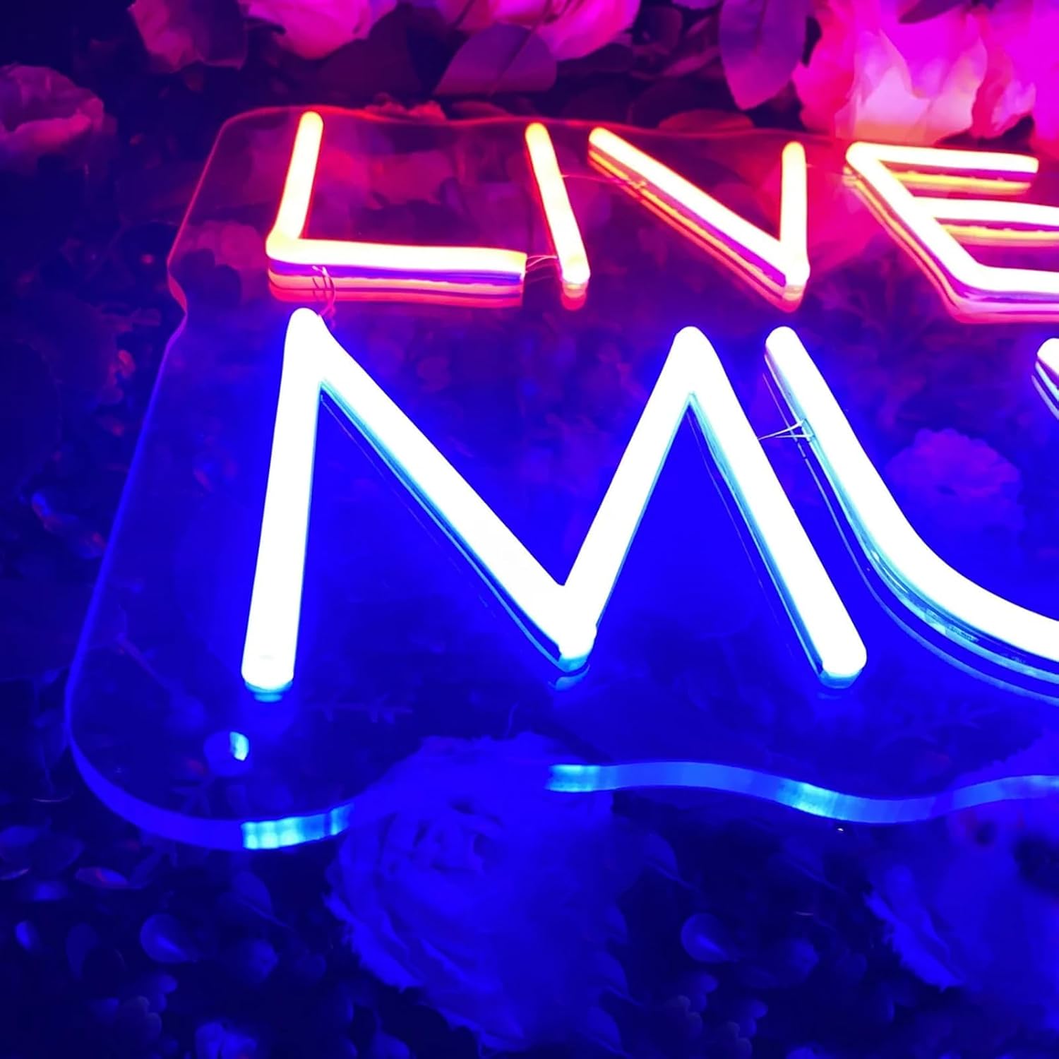 Live Music Arrow Neon Sign - 30 Inch LED Dimmable Art Wall Decor for Party, Bar, Nightclub, Bedroom, Studio