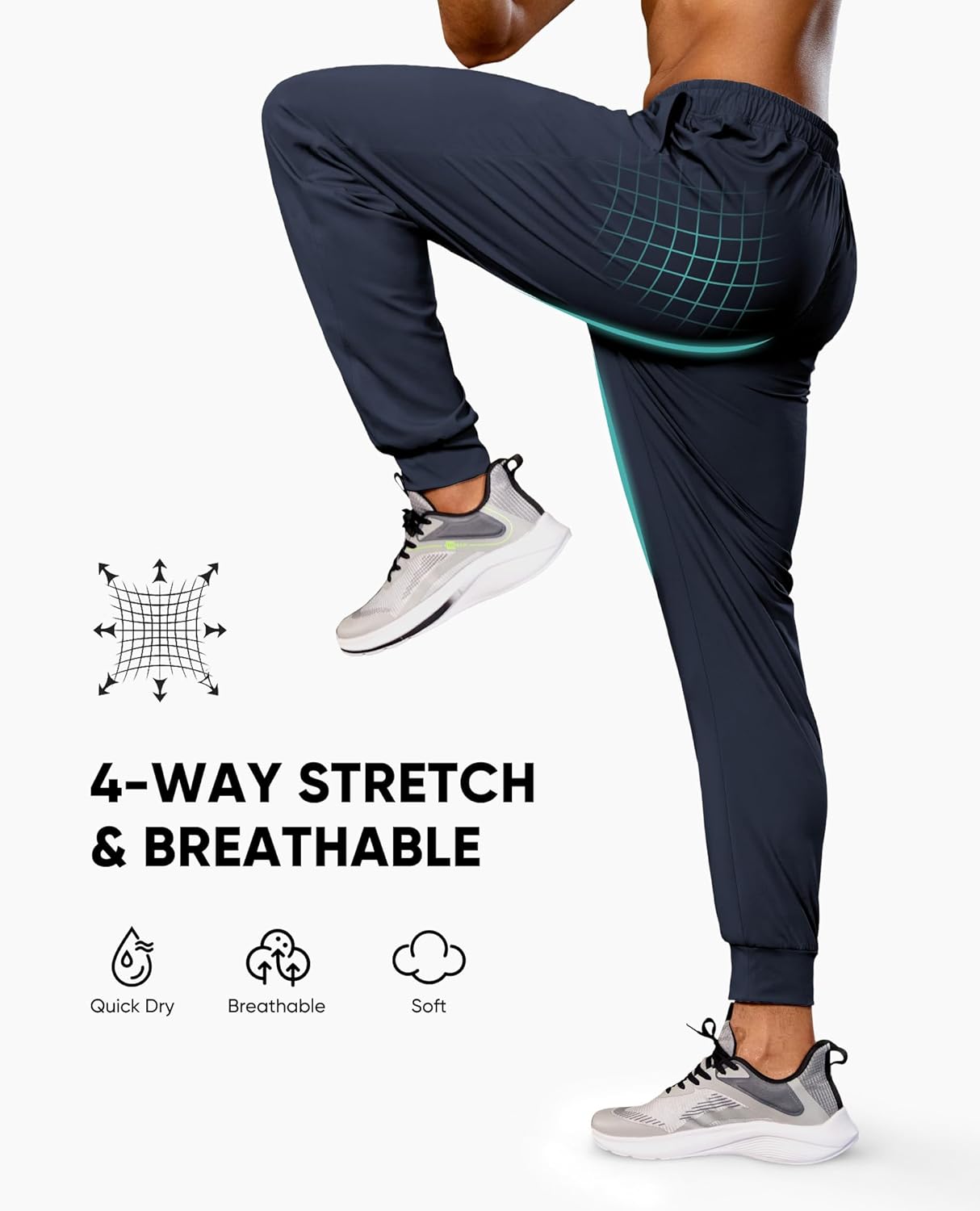 Mens Joggers with Zipper Pockets Lightweight Athletic Sweatpants Tapered Pants for Men Workout Running Hiking Gym