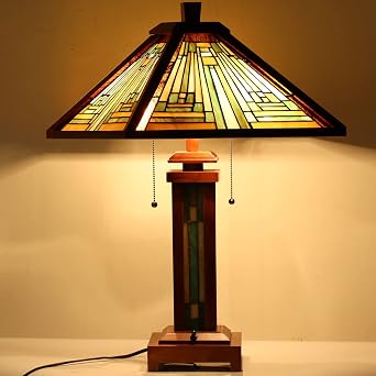 Capulina Tiffany Lamp Antique Amber Brown Stained Glass Table Lamp 3-Light