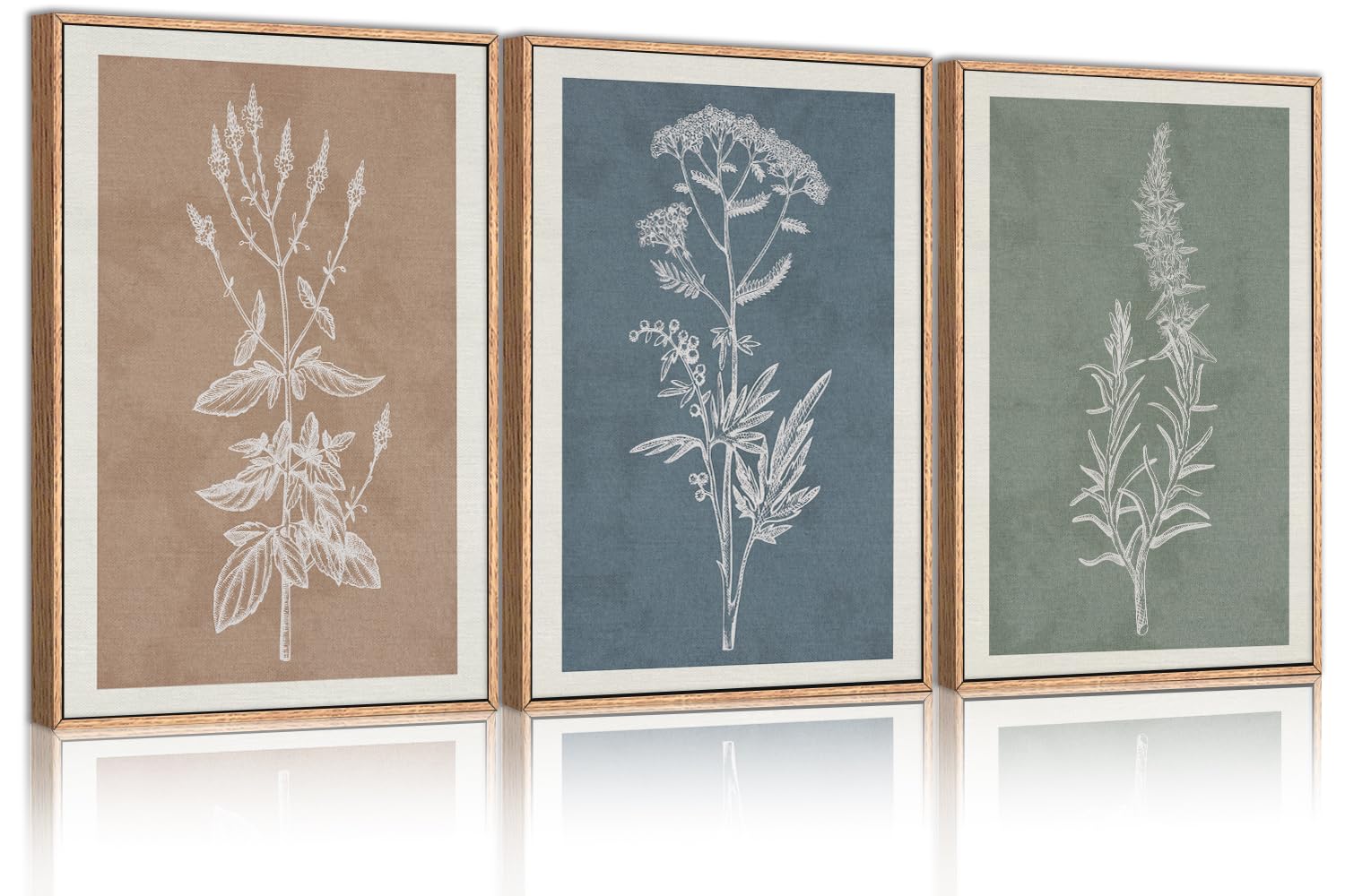Vintage Watercolor Wildflower Wall Art - 3 Piece Set -13