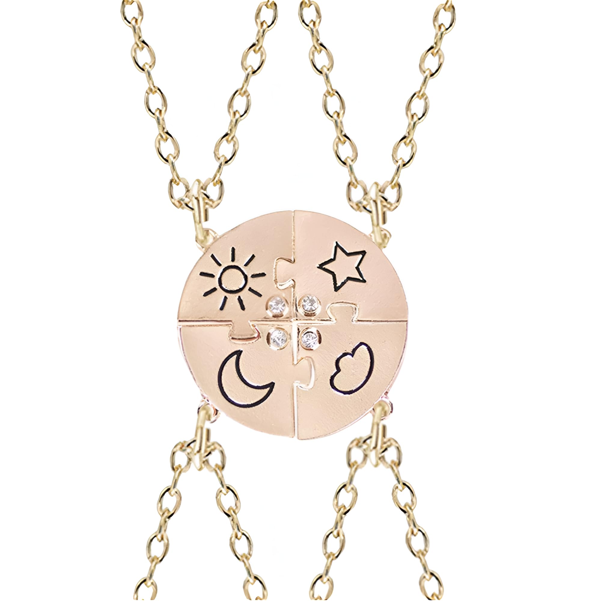 Collana con pezzi di puzzle in argento sterling 925 per donne e uomini, ciondolo stella nuvola sole luna 2/3/4/5 pezzi, collana Millennium, coppia