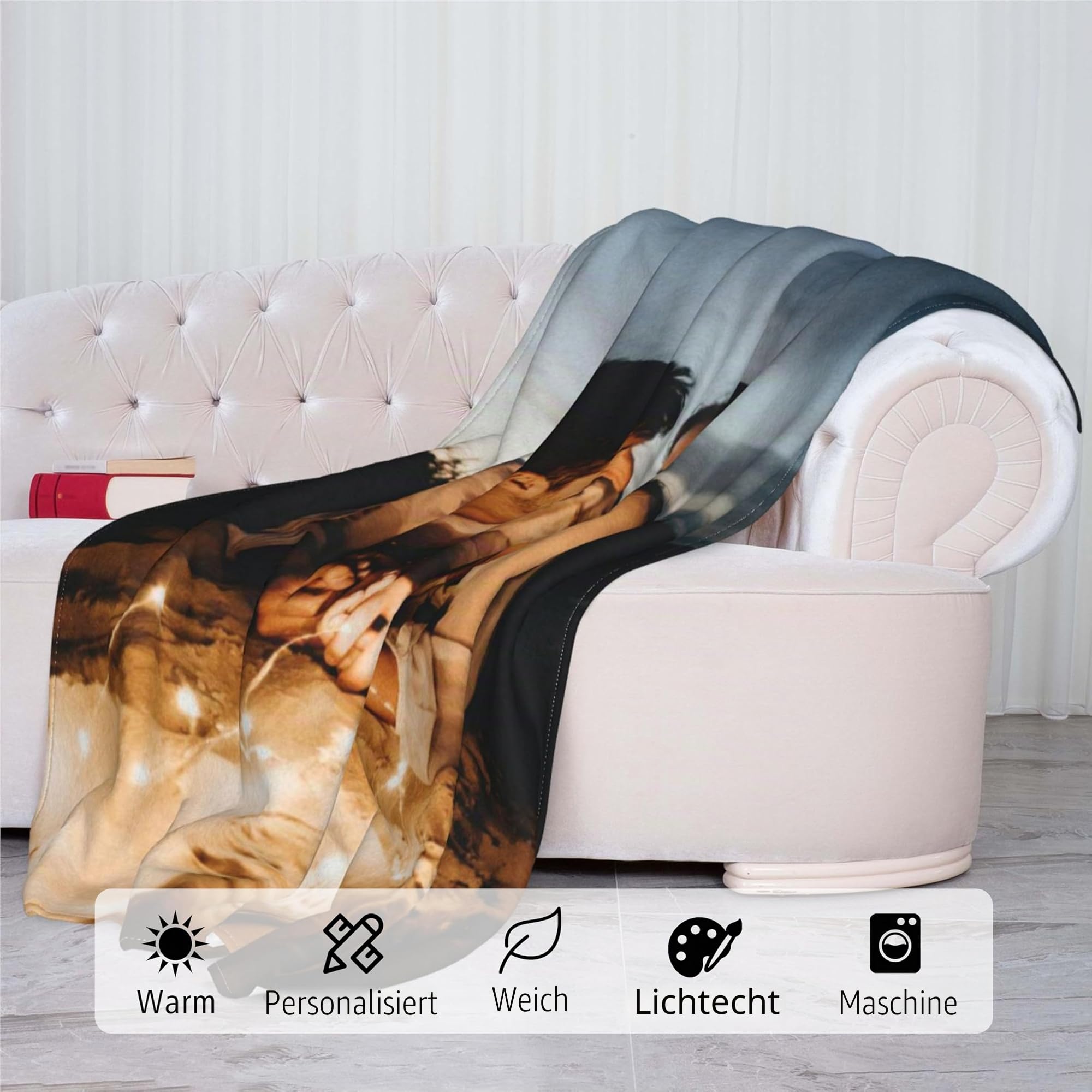 Personalisierte Decke, individuelle Fotos, Decke, Erinnerungsgeschenk mit Fototext, personalisierte Überwurfdecke für Familie, Mutter, Papa, Kinder, Ehefrau, Freunde, 150 x 200 cm