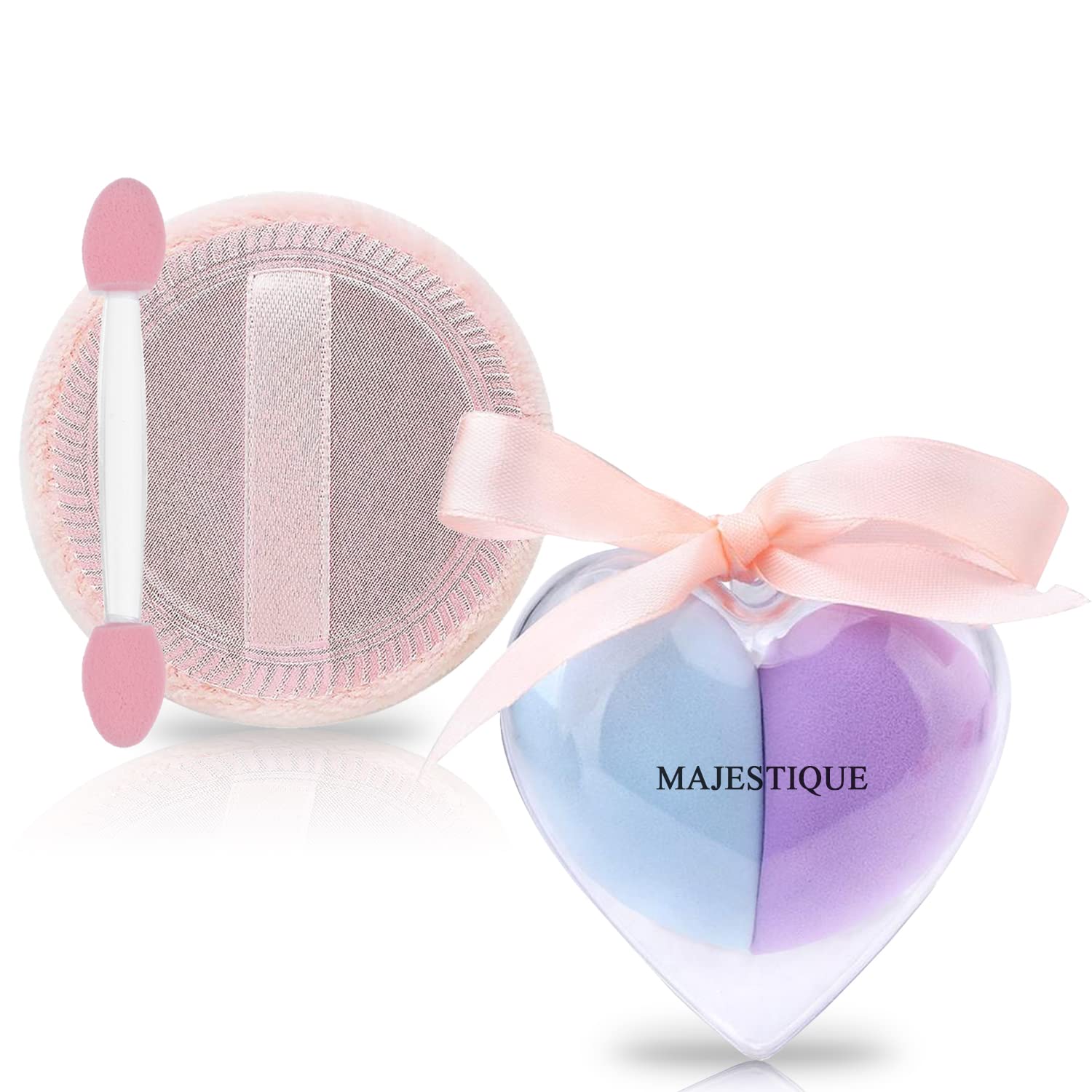 Majestique Cushion Powder Puff & Heart Shape Beauty Blender for Liquid
