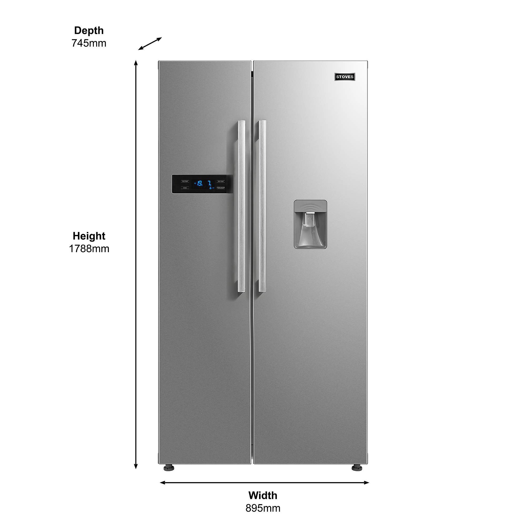 Cookology CSBS460BK 177.5c Freestanding Aerican Side-by-Side Fridge - View #5