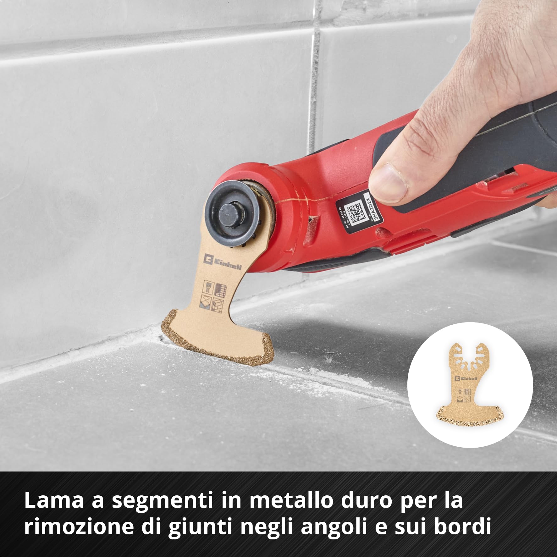 Originale Einhell Set multiutensile XL-PLUS-CASE 10 pz. (lama HCS/TCS semitonda, raspa delta TCS, segmento TCS, raschietto rigido, adattatore Dremel)