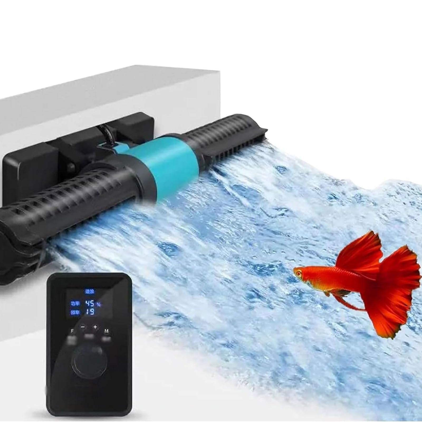 Generador De Olas Para Acuario, Generador De Olas Magnético Con Controlador De Pantalla LED, Ajuste De 4 Niveles Y 5 Modos De Oleaje, Bomba De Flujo Cruzado Para Agua Dulce 20W