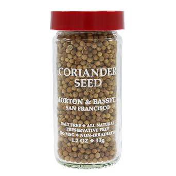 Morton & Bassett Coriander Seeds, 1.2 oz Non-GMO, Salt-Free, Citrusy and Warm Spice for Curries, Pickling & Baking