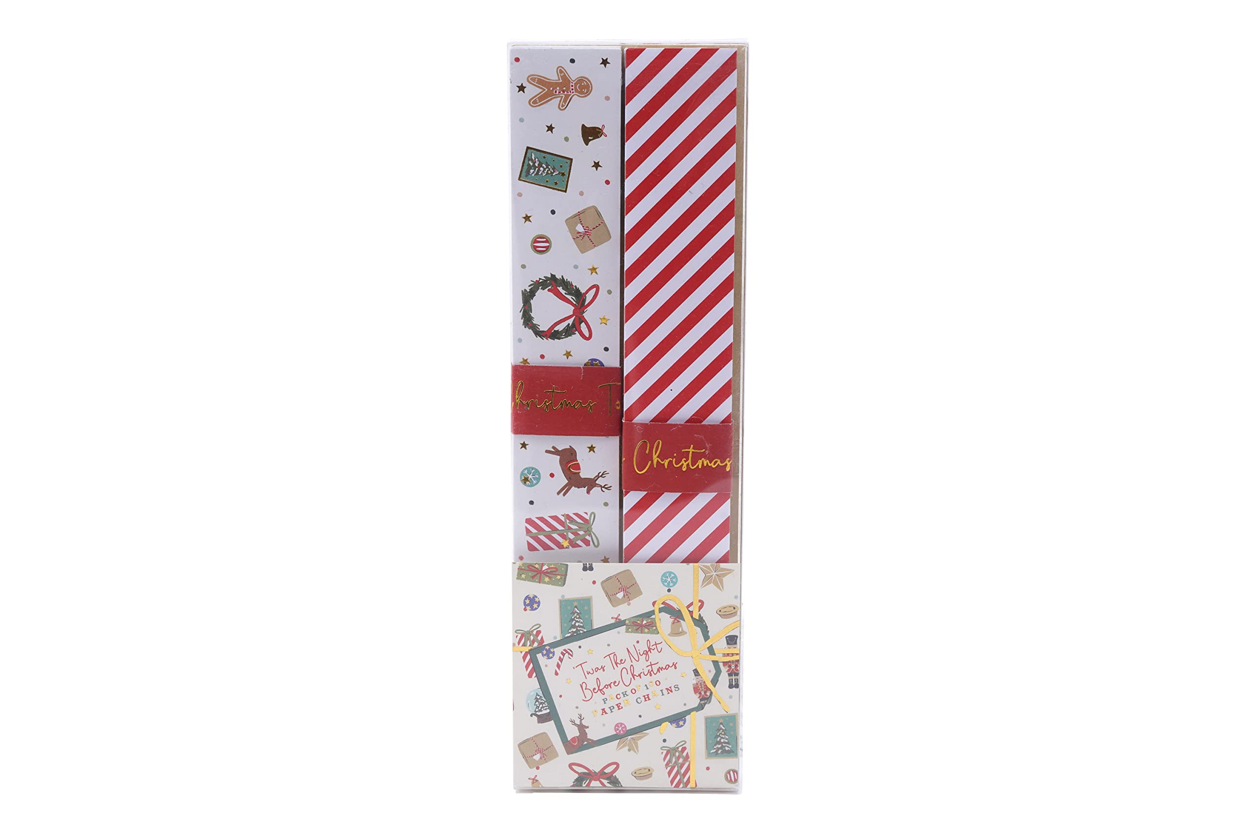 Cgb Giftware Red, White Twas The Night Before Christmas Pack Of 100 Paper Chains | 5 Metre | Red White | Christmas Decoration | Gift For Home & Christmas | Joy To The World Collection Item No: Gb06708