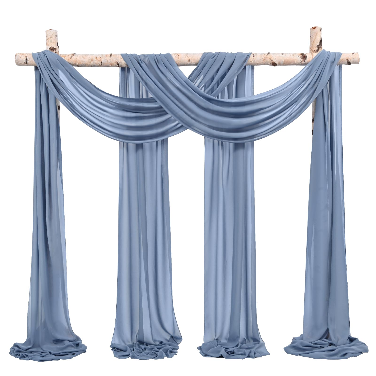 Showgeous bruiloft boog draperen stof 2 panelen 73 x 610 cm crème wit chiffon stof draperie bruiloft boog gordijnen chiffon pure achtergrond gordijnen voor bruiloft boog ceremonie plafond decoraties
