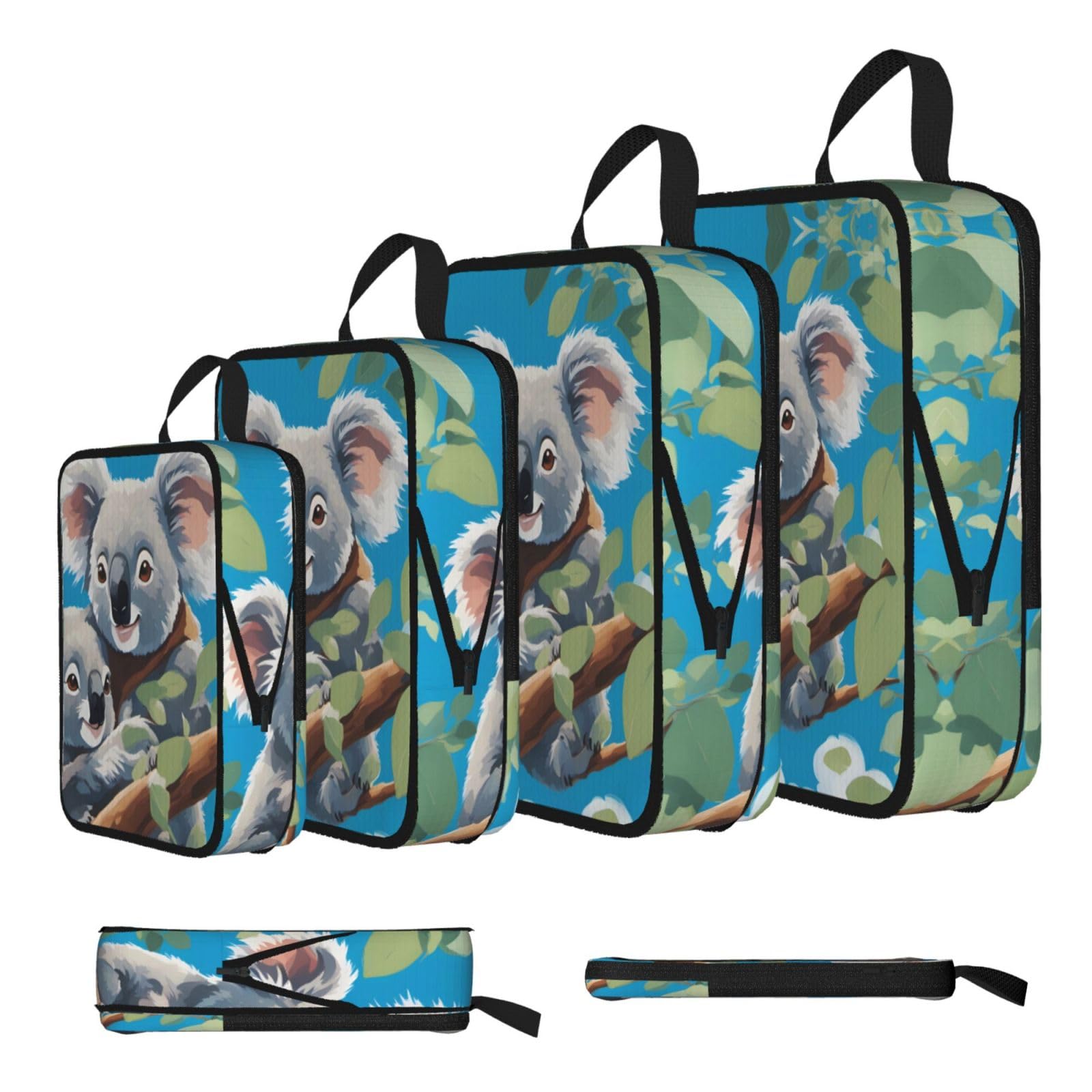 Sxzvvbn Black Two Cute Koalas Compression Packing Cubes 4 Piece Set