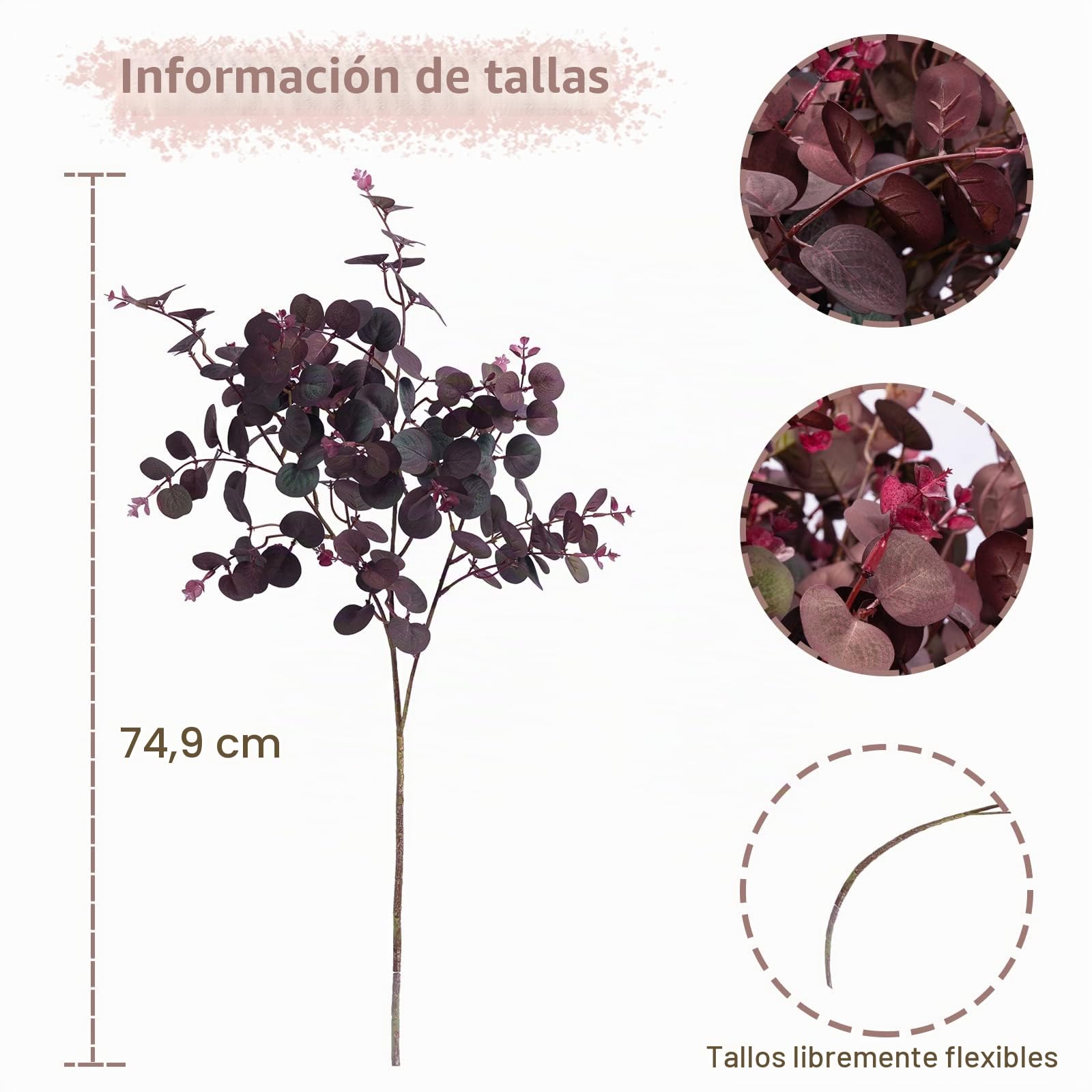 3 plantas artificiales de seda con hojas de eucalipto de 29 pulgadas de alto, ramas de eucalipto, decoración de arreglos florales, plantas artificiales para interiores y hogares, decoración de