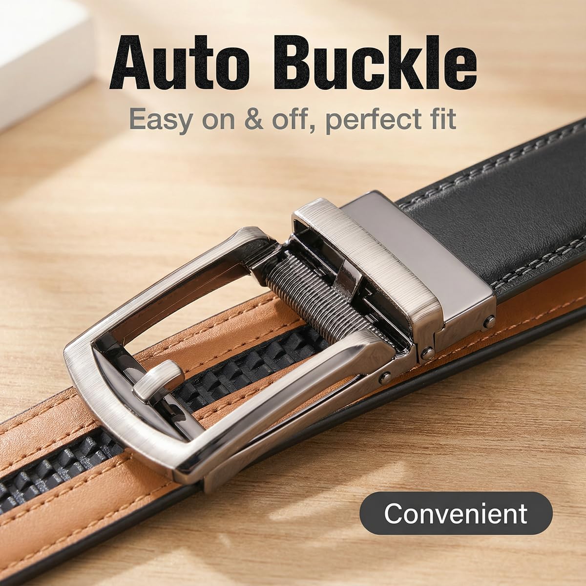 VRLEGEND Cintura Uomo Pelle Elegante Cinture Per abiti Business Lavoro Regolabile con Fibbia Automatica