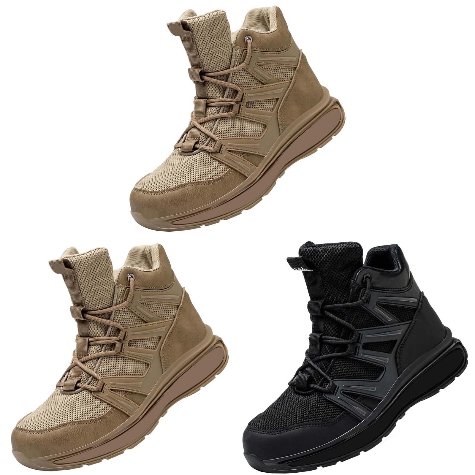 Męskie wysokie trampki sportowe na co dzień sznurowane buty do chodzenia oddychające siatkowe obuwie do kostki do codziennego noszenia, Khaki, 39.5 EU