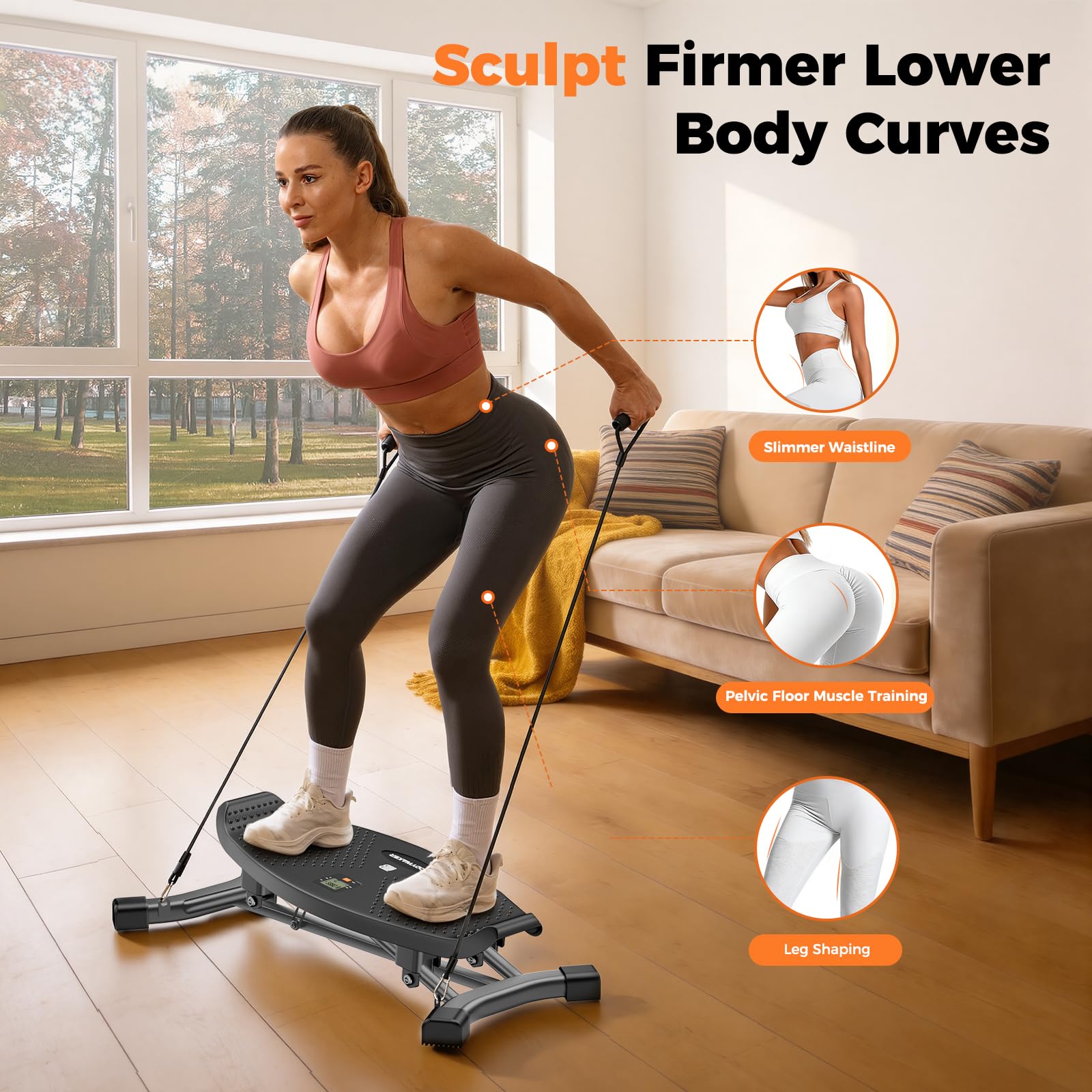 Balance board per allenamento di tutto il corpo, tavola oscillante con display LCD e fascia di resistenza, bilanciere portatile con capacità di 136 kg per palestra in casa, fitness, allenamento delle