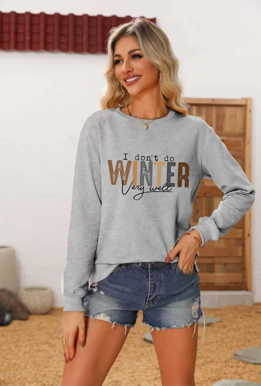 I Don't Do Winter Very Well Sweatshirt Graphic Long Sleeve Shirts for Women Crewneck Pullover Fall and Winter Tops - Image 3