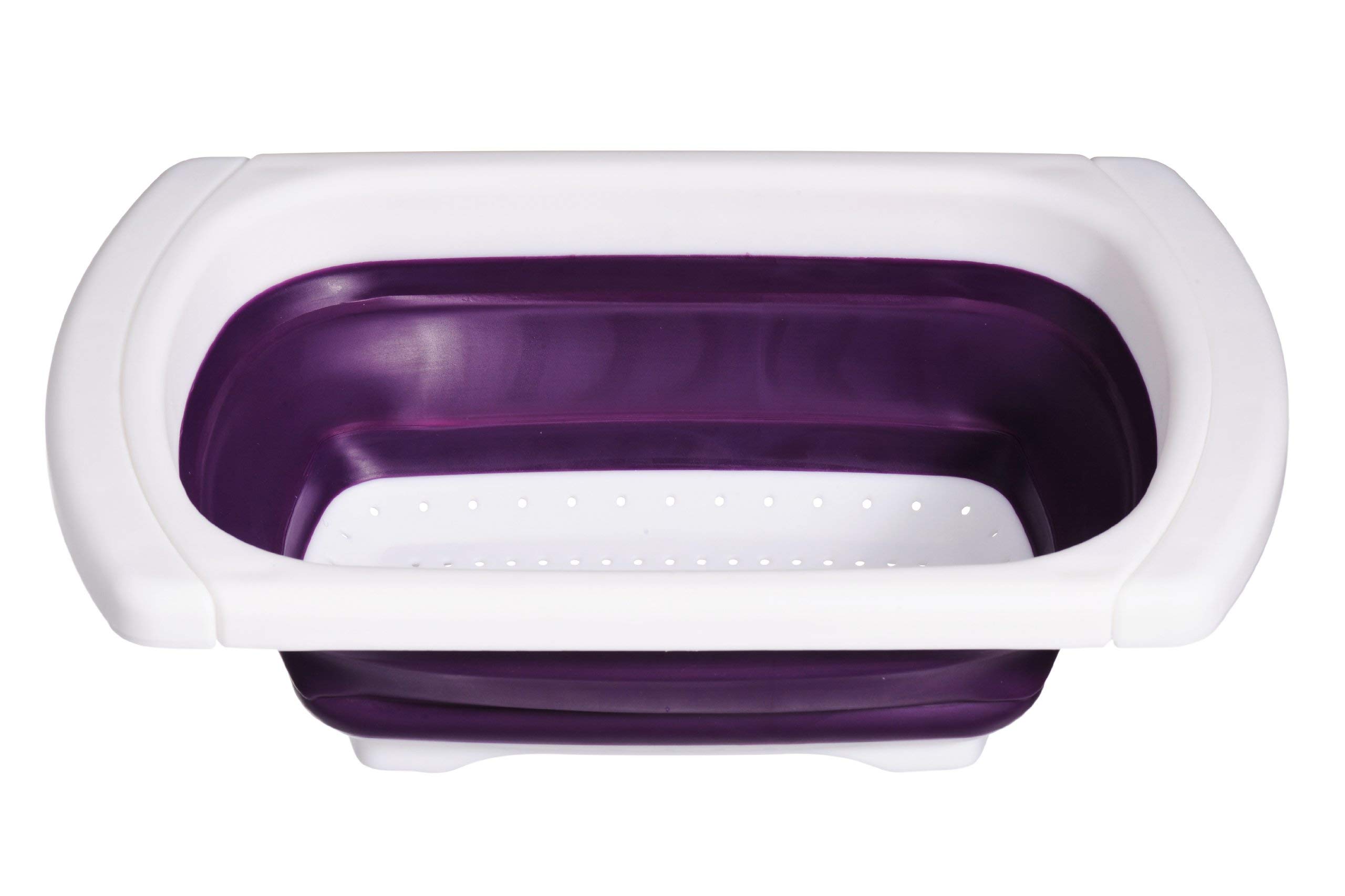 Premier Housewares Sink Strainer Sink Drainer Kitchen Sink Strainer Rice Strainer Large Sieve TRP and PP Strainer in Purple and White (5-12)h x (39-60)w x 26d