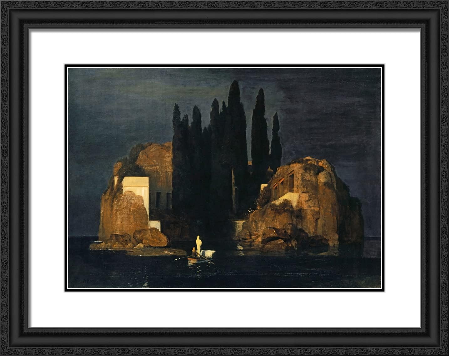 ArtDirect Bocklin, Arnold 24x19 Black Modern Framed Art Print Titled: Island of the Dead