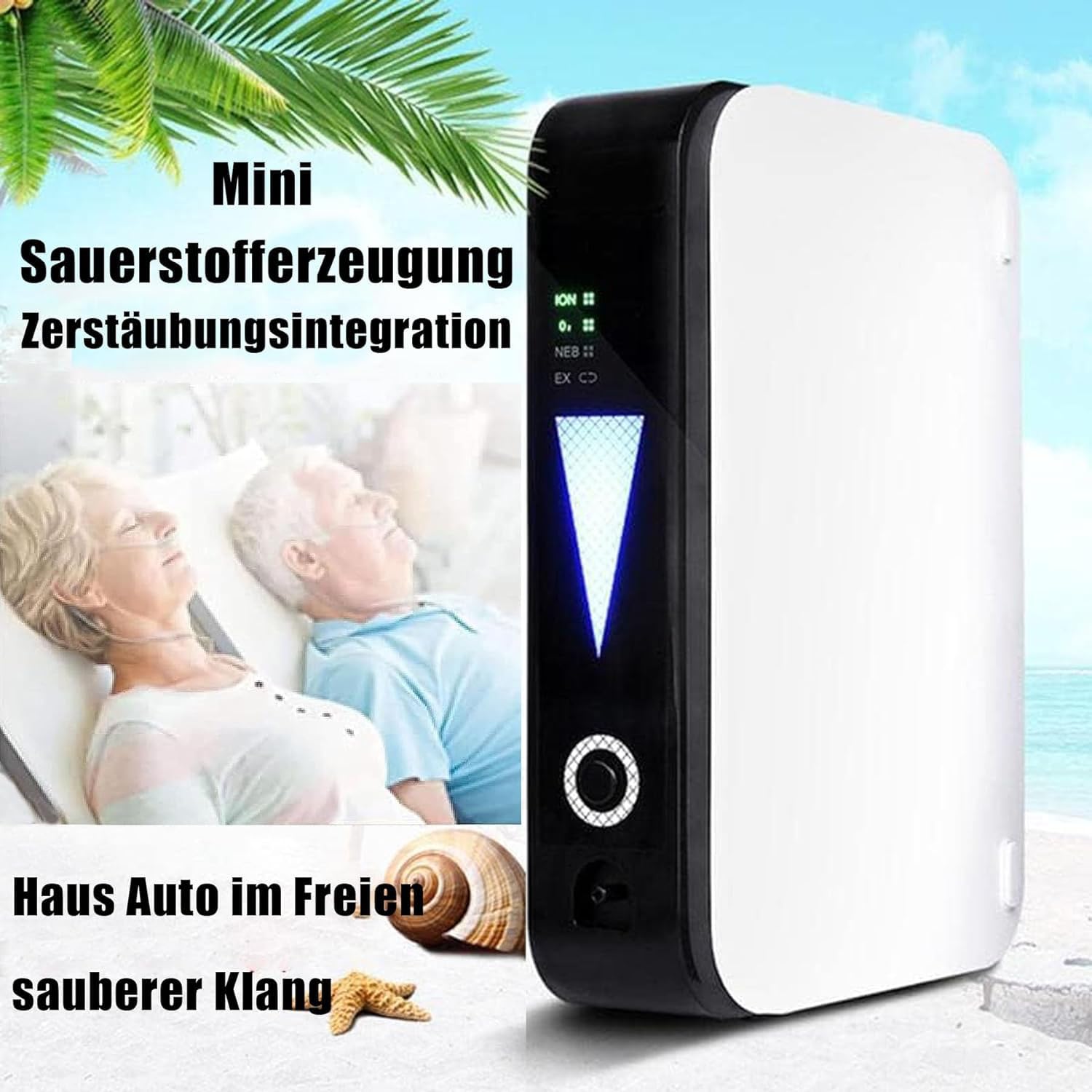 Mini concentratore di Ossigeno Portatile, Macchina per Ossigeno, generatore di Ossigeno Regolabile 1-2 l/min per casa, Viaggio, Auto da casa