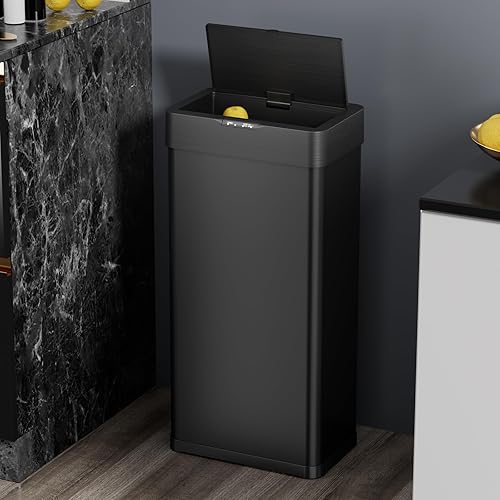 Miniatura 8 de TLSUNNY Cubo de basura automático sin contacto con sensor de movimiento de 21.1 galones, contenedor inteligente de acero inoxidable cepillado, con