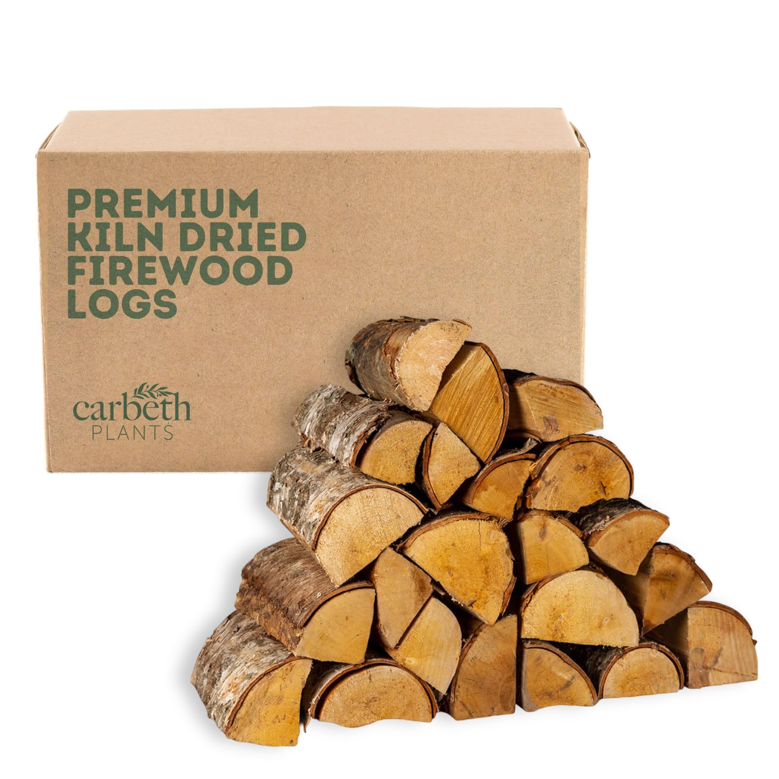 Carbeth Plants As Pic - Kiln Dried Birch Hardwood Firewood Logs Approx. - Ready To Burn Premium Logs For Wood Burners, Fireplaces, Stoves, Fire Pits & Pizza Ovens - Kiln Dried For Longer Burn 25Kg