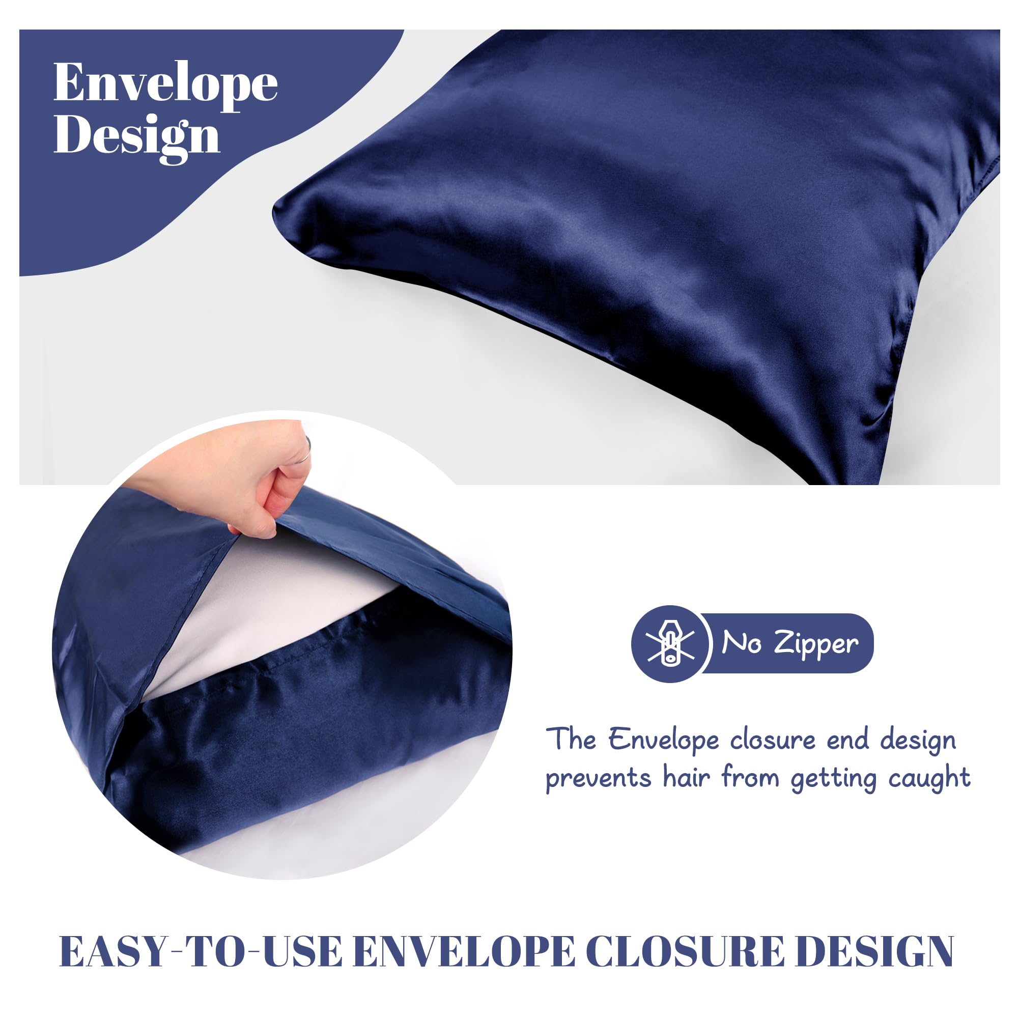 Satin Pillowcase for Hair and Skin 2 Pack, Softer than silk,Silky Pillow Cases Set - Image 2