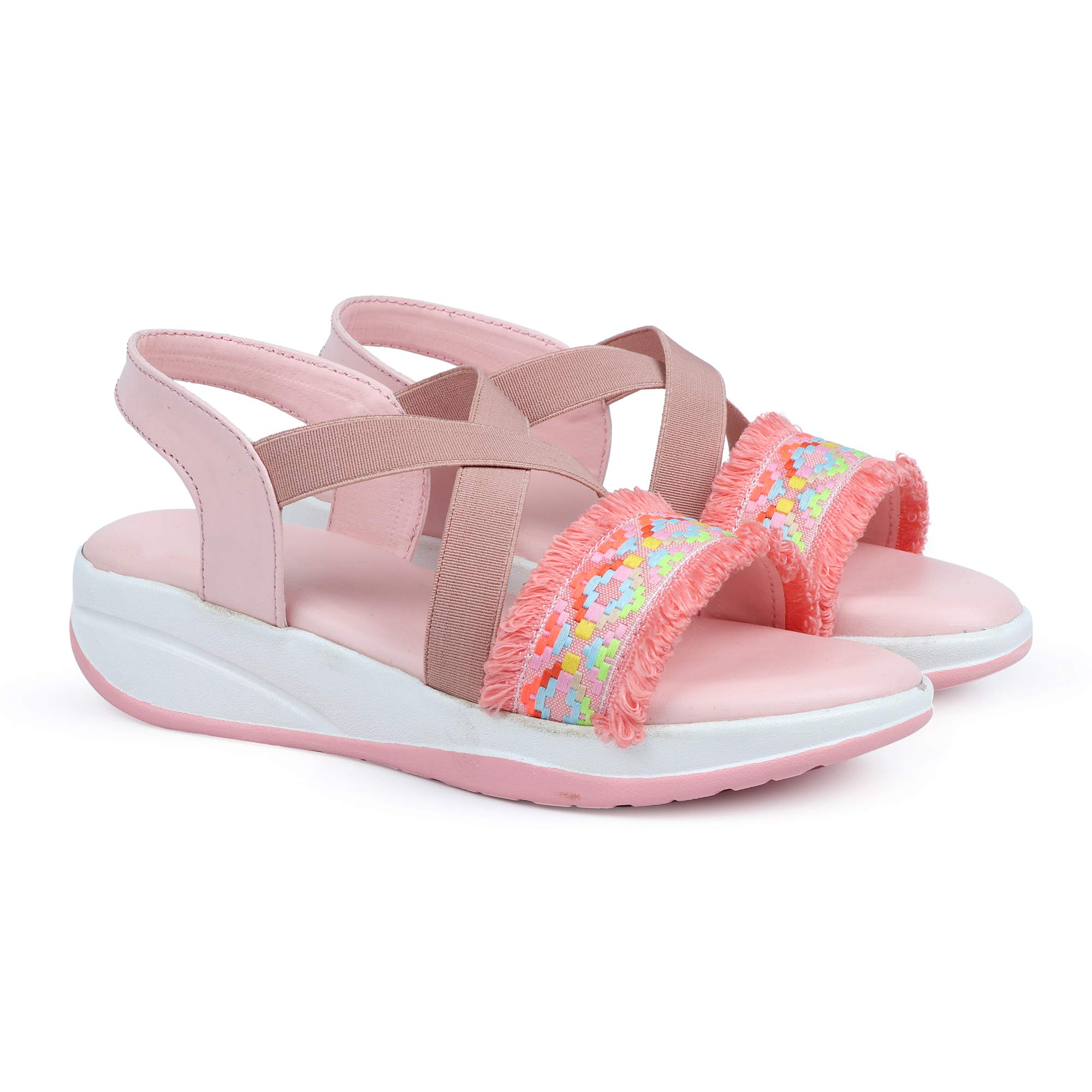 HimQuen Designer Wedges Criss Cross Strips Embroidery Work for Womens/Girls Size 40 - Pink (B08TTR9WVG) Amazon Price History, Amazon Price Tracker