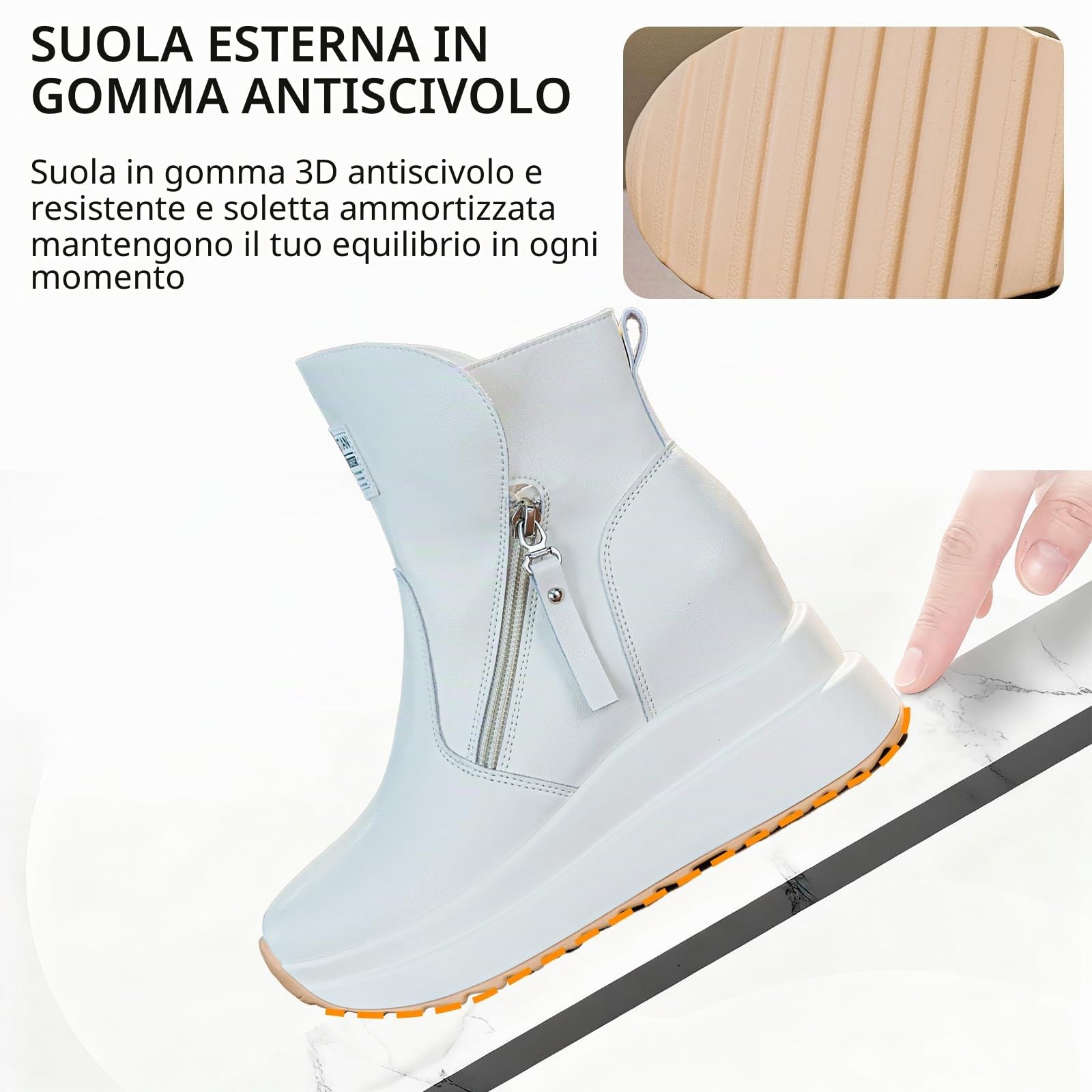 AONETIGER Sneakers Zeppa Donna Pelle Alte Piattaforma 9 cm Gr.34-40EU | Chiusura con cerniera Tacco Interno | Moda Leggere Wedges | Casual Comode | ideali per fitness, Ufficio e Tempo libero