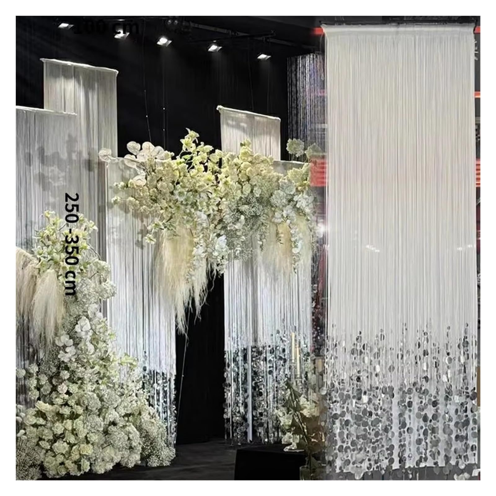 Rideau Perles Cristal Acrylique Mariage, 2 pièces, Ligne Paillettes
