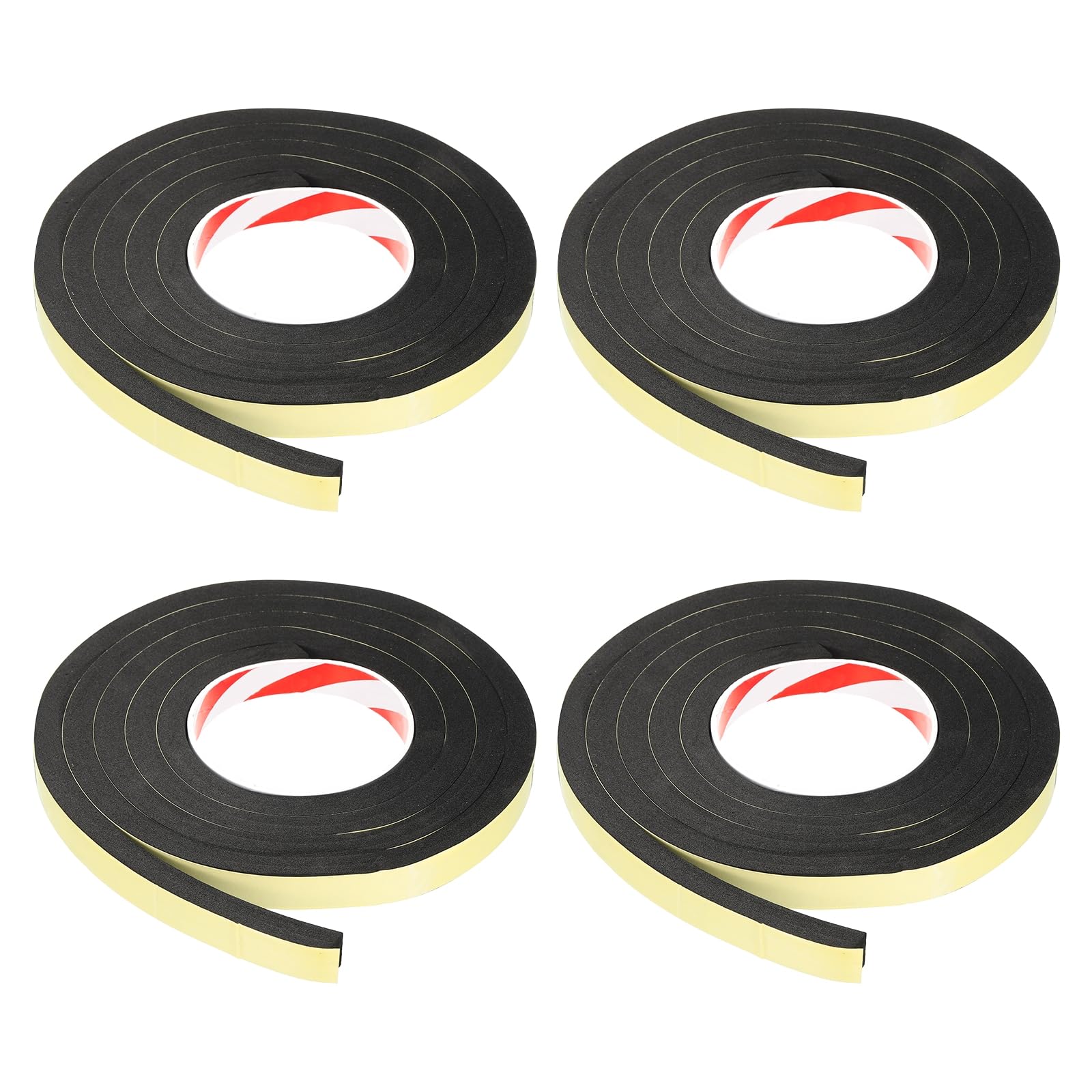 PATIKIL Foam Insulation Tape 15mm(W) x 10mm(T) x 2m(L), 4 Pcs Single-Sided Self Adhesive Weather Stripping Door Seal Strip for Door Window Air Conditioning, Yellow
