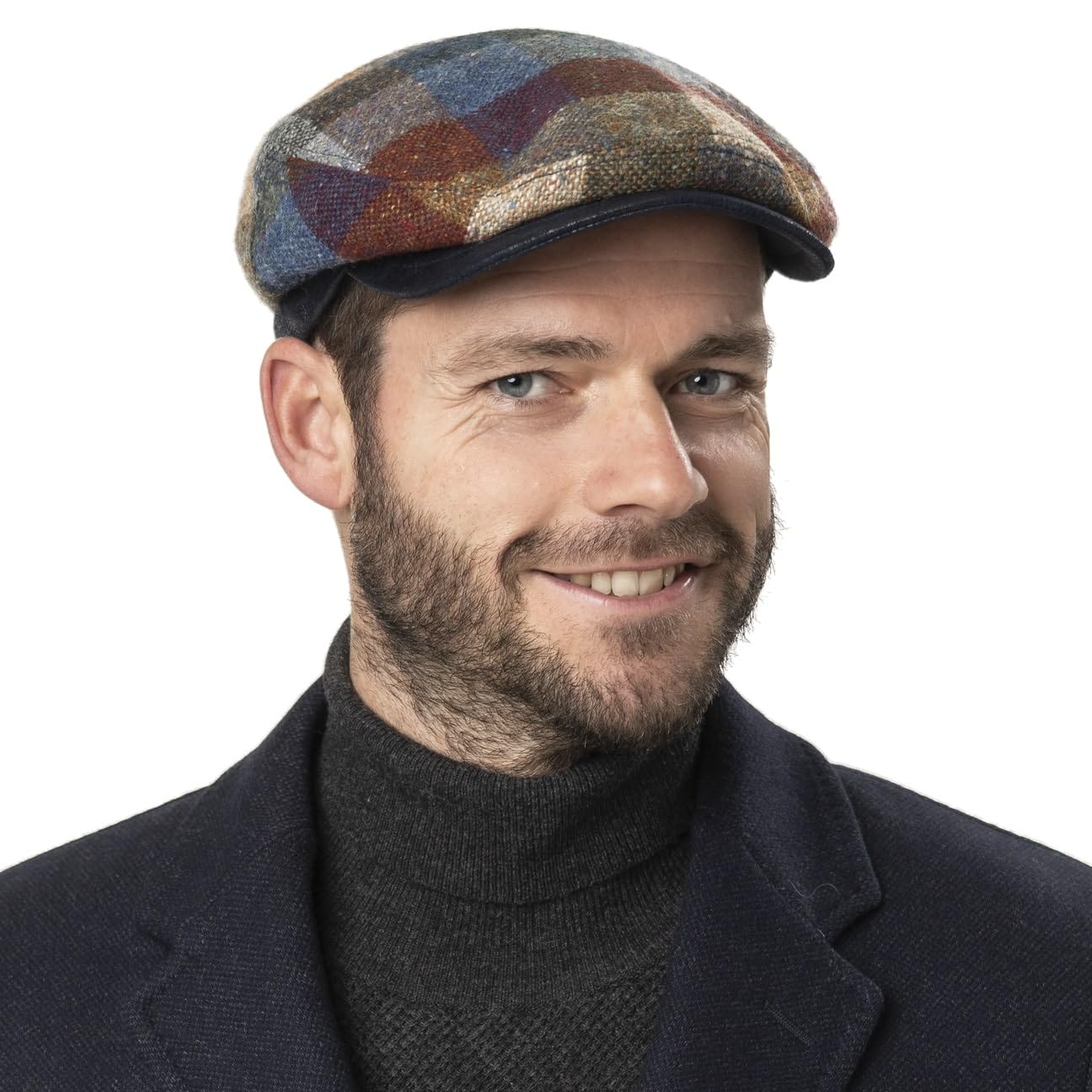 LIERYS Finzi Tweed Flatcap Schirmmütze Karomuster Made in Italy Herren Herbst Winter