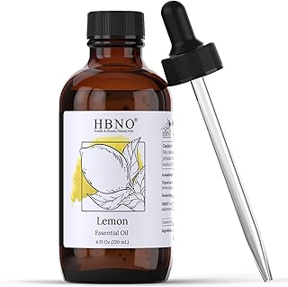 HBNO Lemon Essential Oil - Huge 4 oz (120ml) Value Size - Natural Lemon Oil, Cold Pressed - Perfect for Cleaning, Aromatherapy, DIY, Soap & Diffuser - Lemon Essential Oils