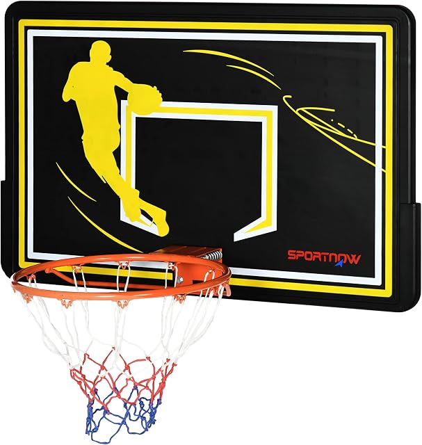 SPORTNOW Wall Mounted Basketball Hoop, Mini Basketball Hoop and Backboard for Kids and Adults, Outdoors and Indoors