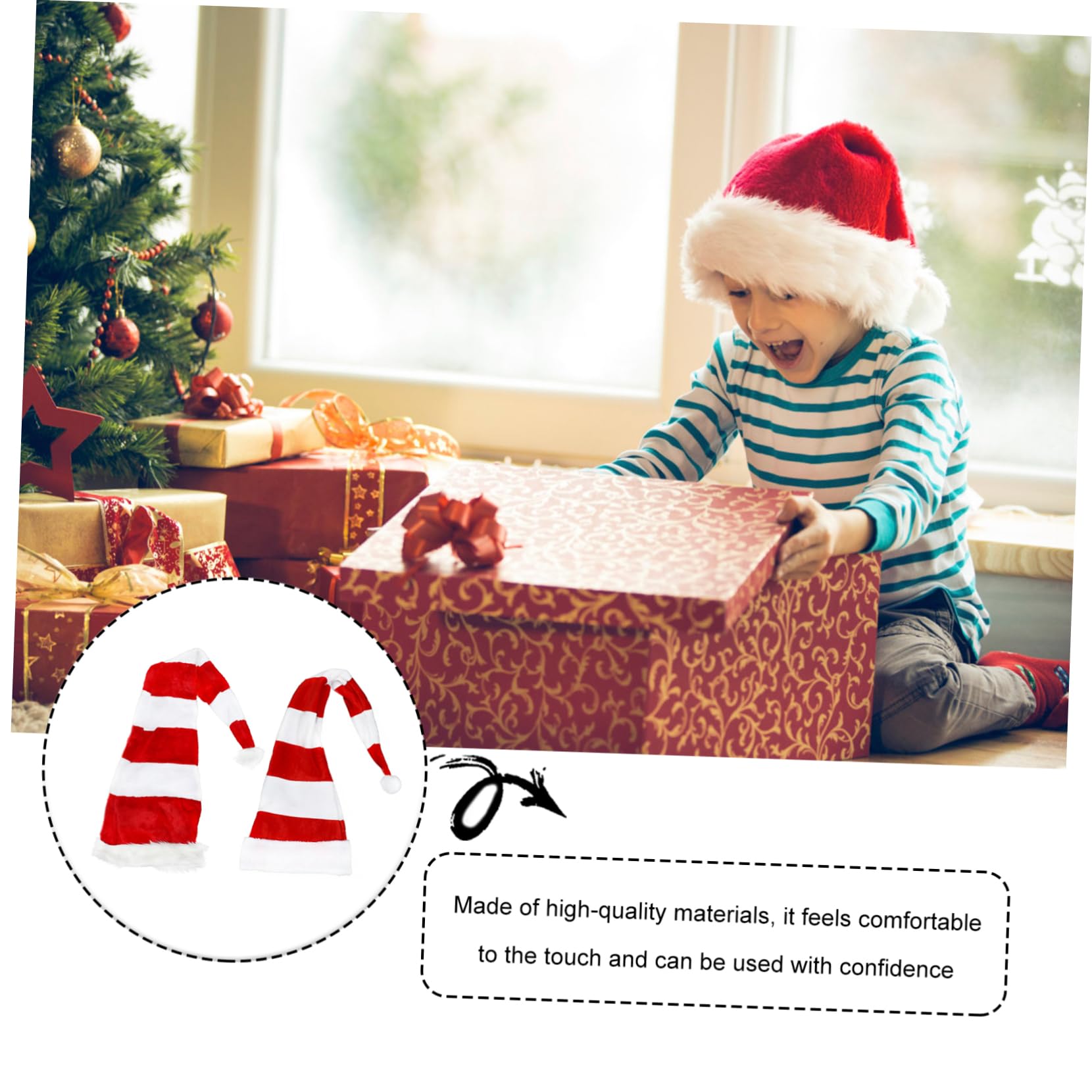 4piezas Sombreros Navideños De Gorro De Papá Noel Para Adultos y Accesorios De Desempeño