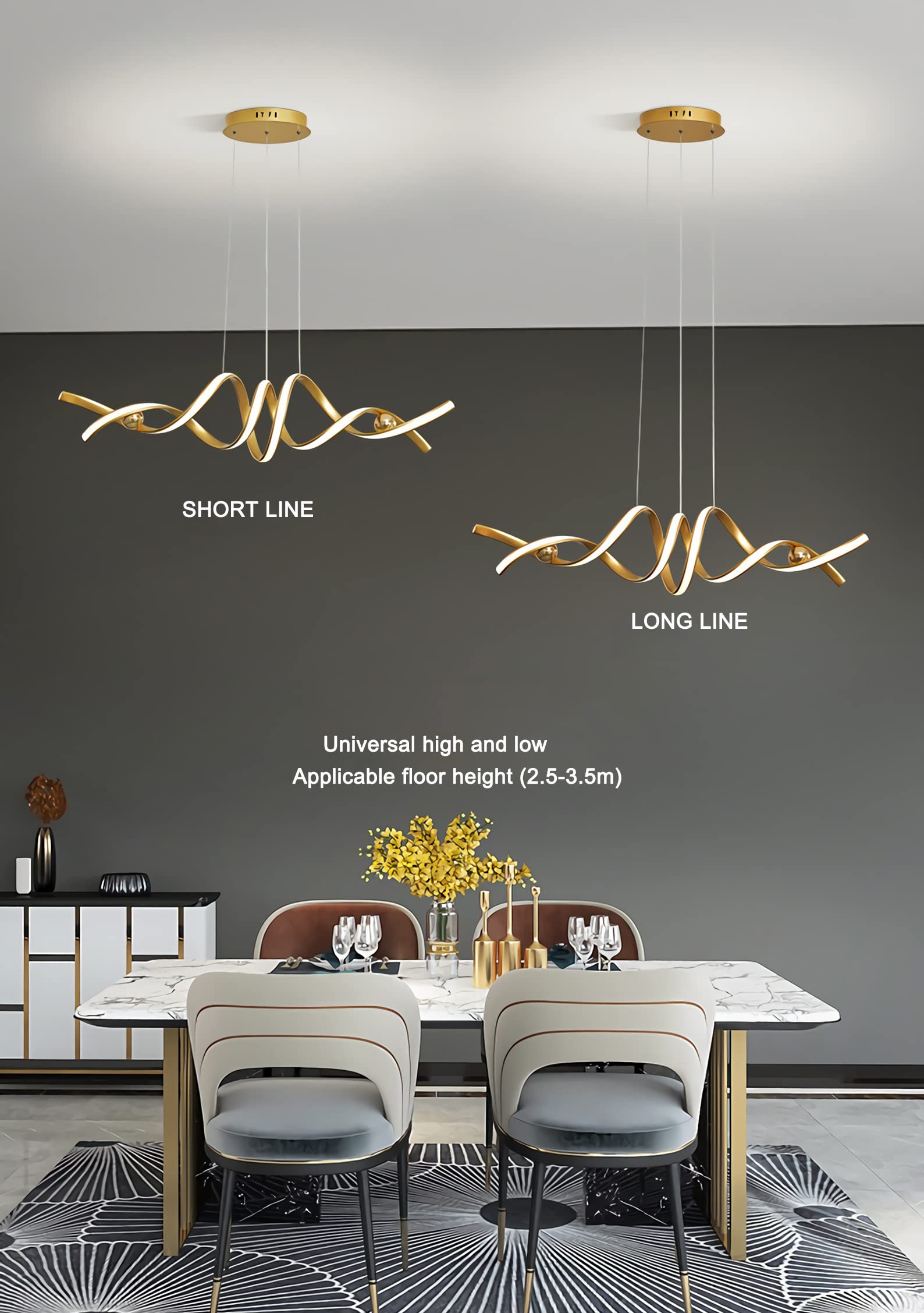 Lampa sufitowa LED z możliwością przyciemniania Lampa do salonu Lampa stołowa do jadalni Lampa wisząca z pilotem Lampa sufitowa do jadalni Lampa wisząca z regulacją wysokości Oświetlenie dekoracyjne