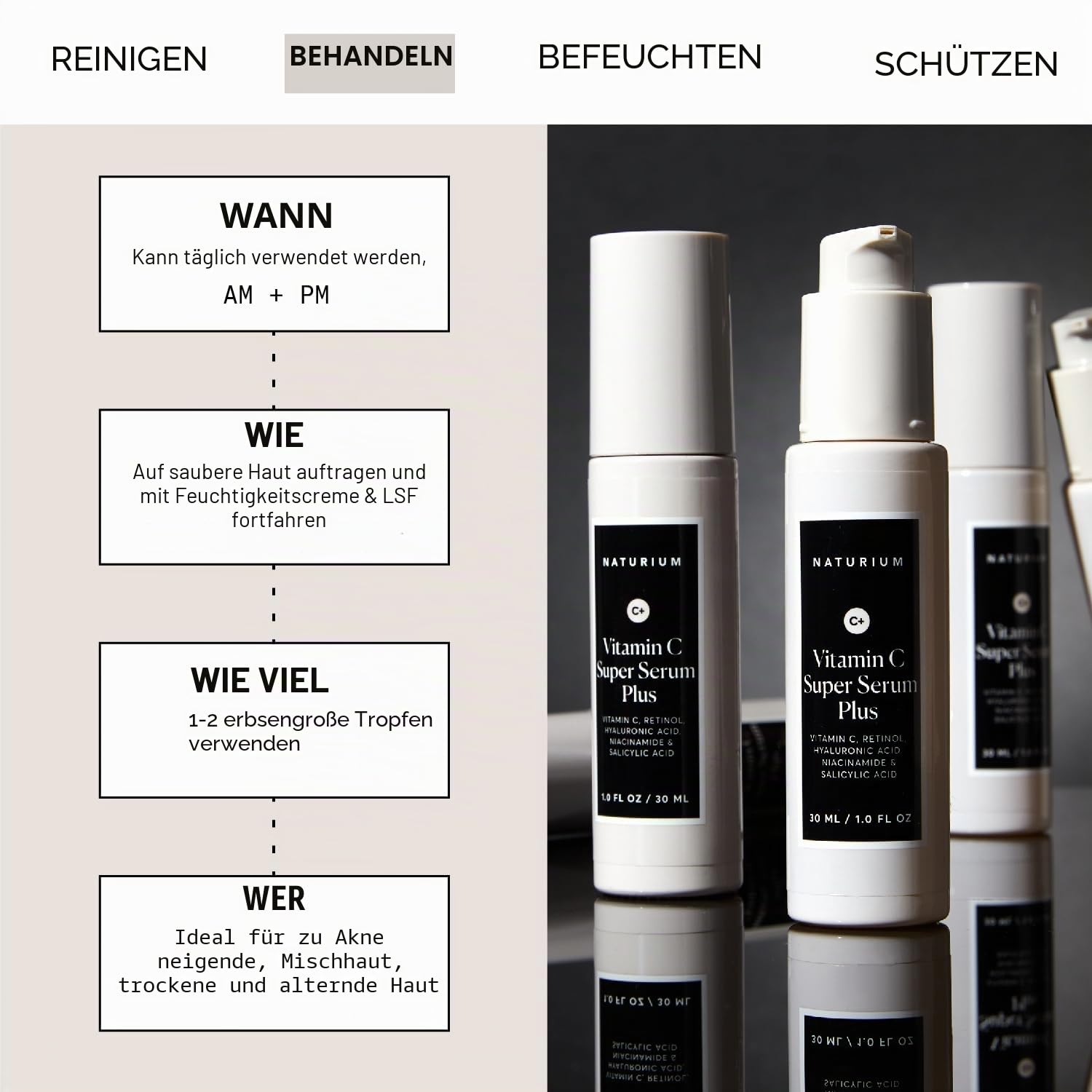 Vitamin C Super Serum Plus, Anti-Aging, Anti-Falten-Gesichtsserum mit Vitamin C, Retinol, Hyaluronsäure, Niacinamid und Salicylsäure, 1 fl oz