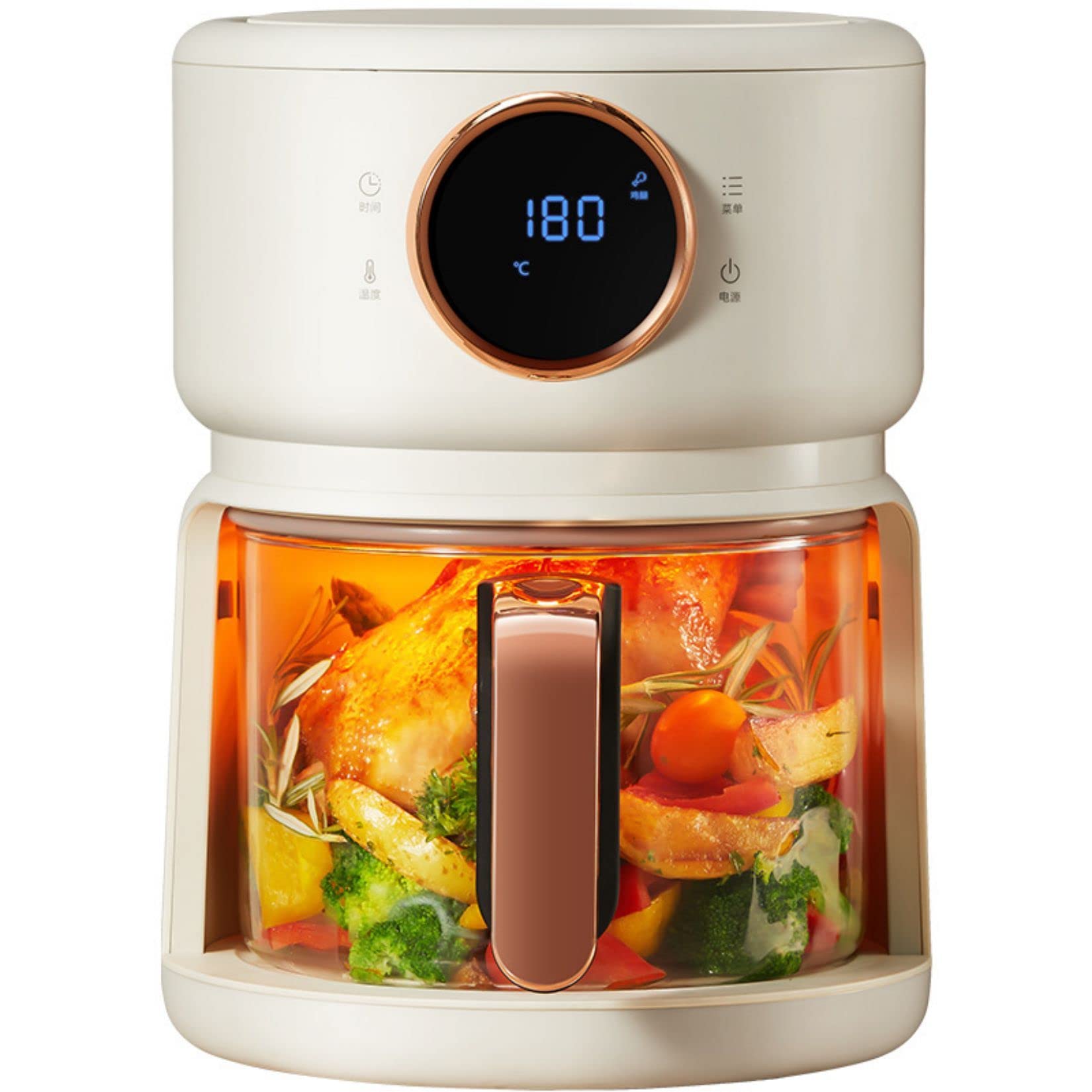 Frytownice powietrzne 4 l 1200 W Szybki obieg powietrza Maks. 200 ℃ Timery Kompaktowe frytkownice Piekarnik Nieprzywierająca z ustawieniem Frytownica bezolejowa Cicha praca