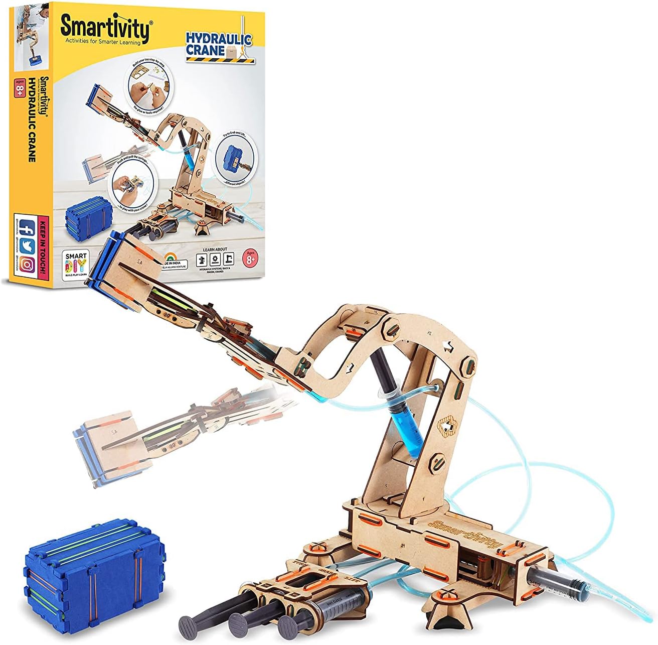 Smartivity Hydraulic Crane, STEM DIY Fun Toy, Educational & Construction Based Activity Game Kit for Kids 6 to 14, Best Birthday Gift for Boys & Girls 6-8-10-12-14 Years Old, Made in India