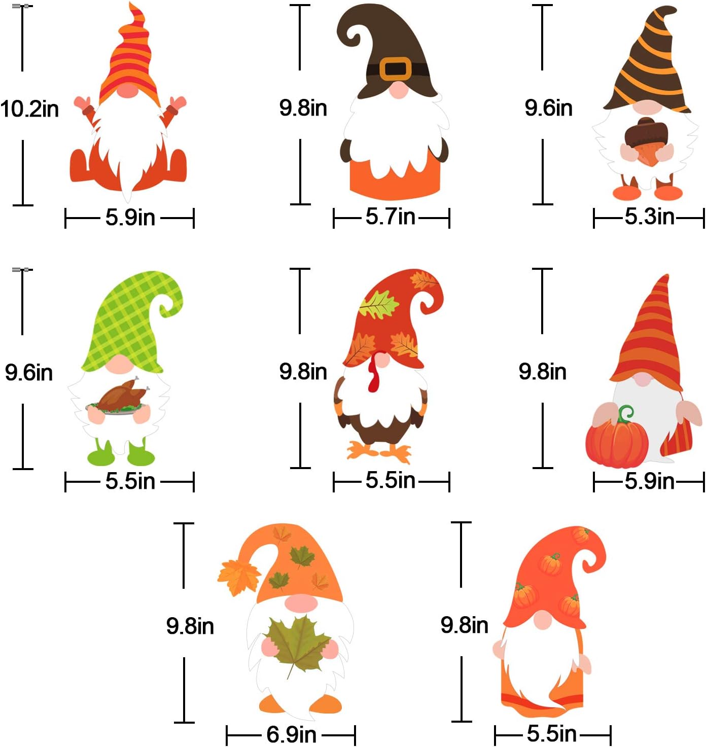 Tifeson Fall Thanksgiving Window Clings - 4 Sheets Autumn Gnome Elf Scandinavian Autumn Tomte Window Decals Decorations - Thanksgiving Decorations for Home, Fall Decorations
