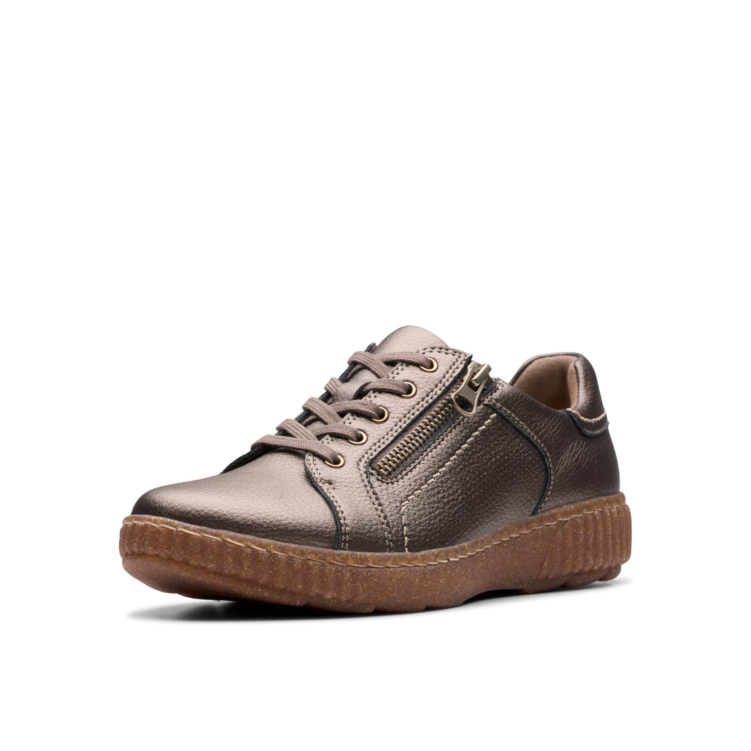 Clarks Women's Caroline Janna Leather Side Zip Fashion Sneaker