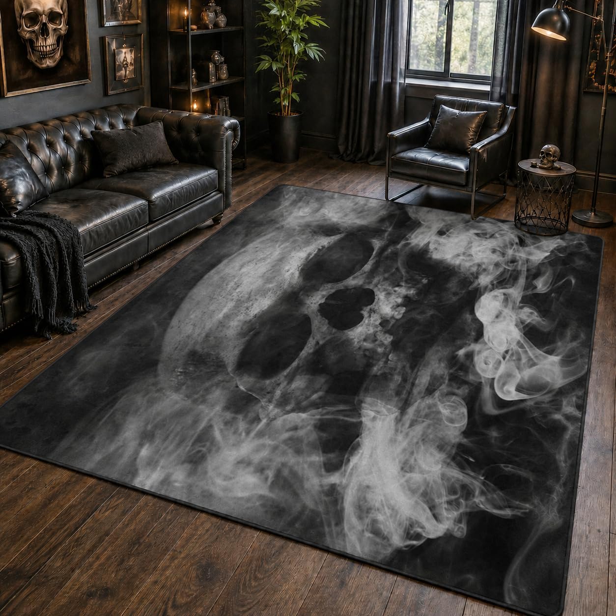 Tapete decorativo rectangular 5'x7' gris y negro