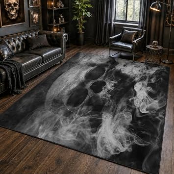 ALALAL Smoke Sugar Skull Area Rug, Rug for Living Room Soft Durable Rugs Carpet for Bedroom 5x7 Grey/Black 60x 84 inch