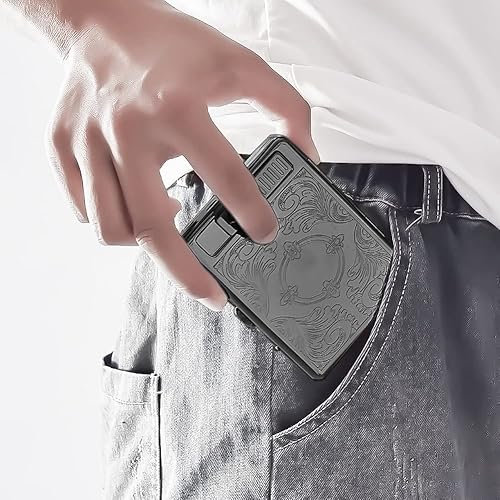 Miniatura 4 de Sostenga 20 cigarrillos regulares caja de metalcaja con encendedor USB recargable, sin llama, a prueba de viento (negro)