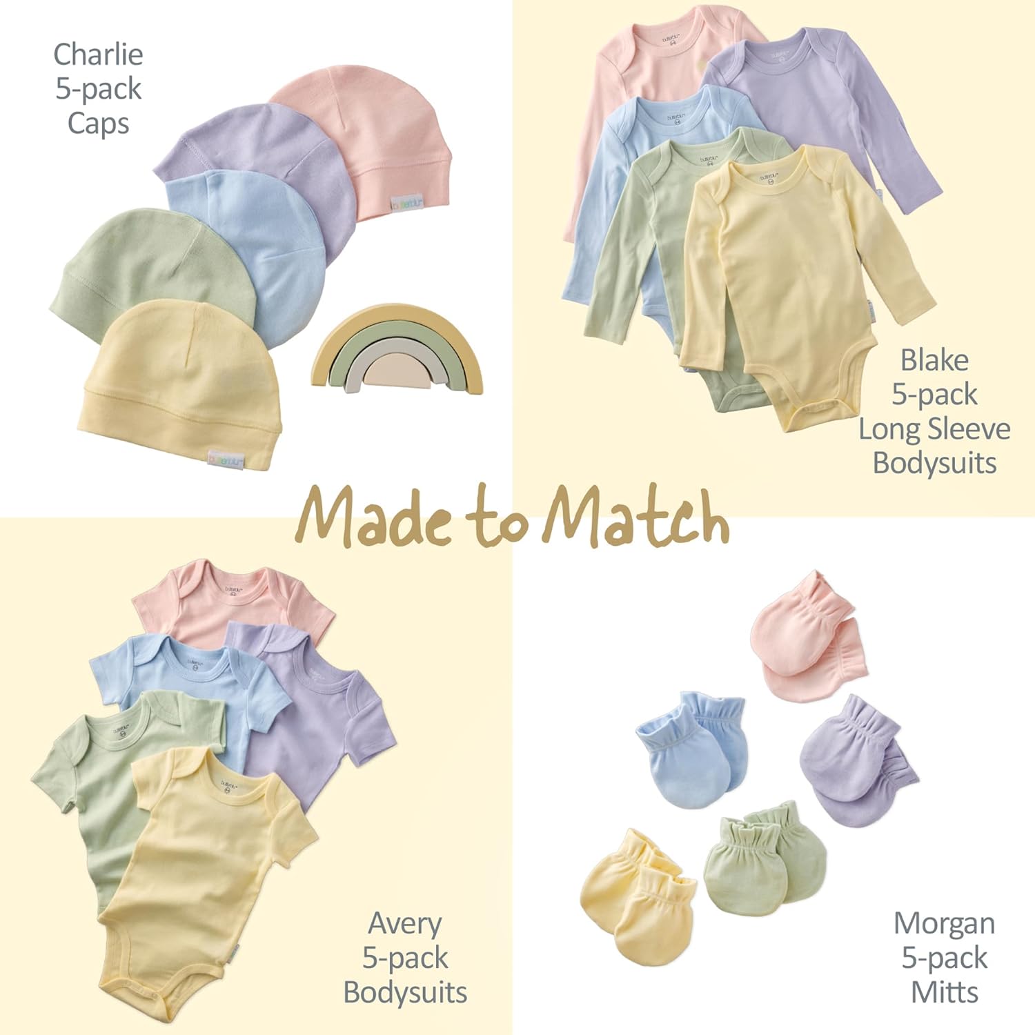 Butterblu Bailey 5-Pack Burp Cloths 100% Organic Cotton Knit for Newborn & Baby Boys & Girls, Haze, One Size