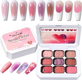 NAILGIL Pat Pat Gel, Sponge Pat Painting Gel Palette for Nail Art Gradient Blush Blooming Aura French Salon Manicure-B