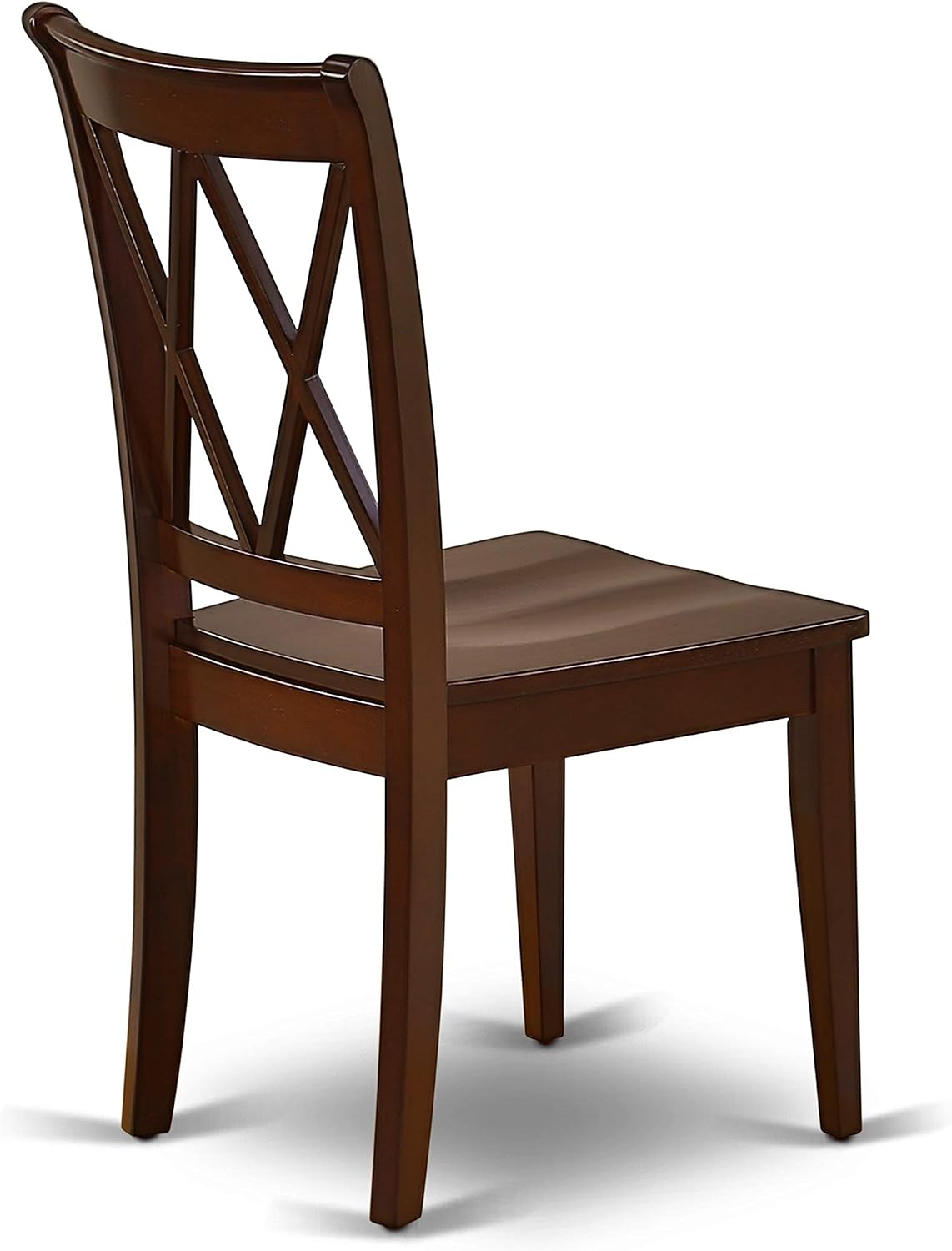 East West Furniture CLC-MAH-W Clarksville Dining Chairs - Double Cross Back Solid Wood Seat Chairs, Set of 2, Mahogany