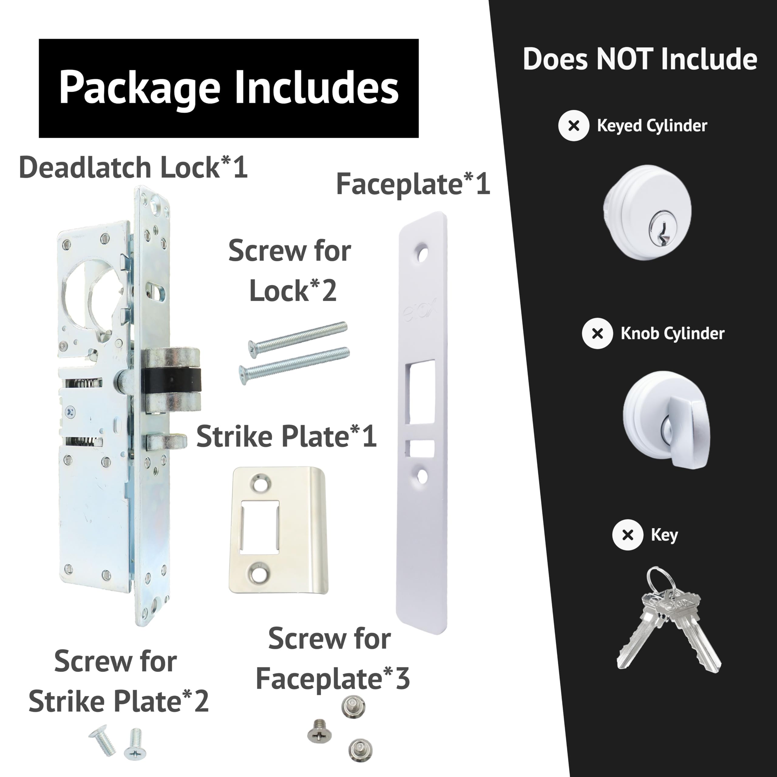 Snapklik.com : Elox Narrow Stile Aluminum Door Mortise Deadlatch Lock ...