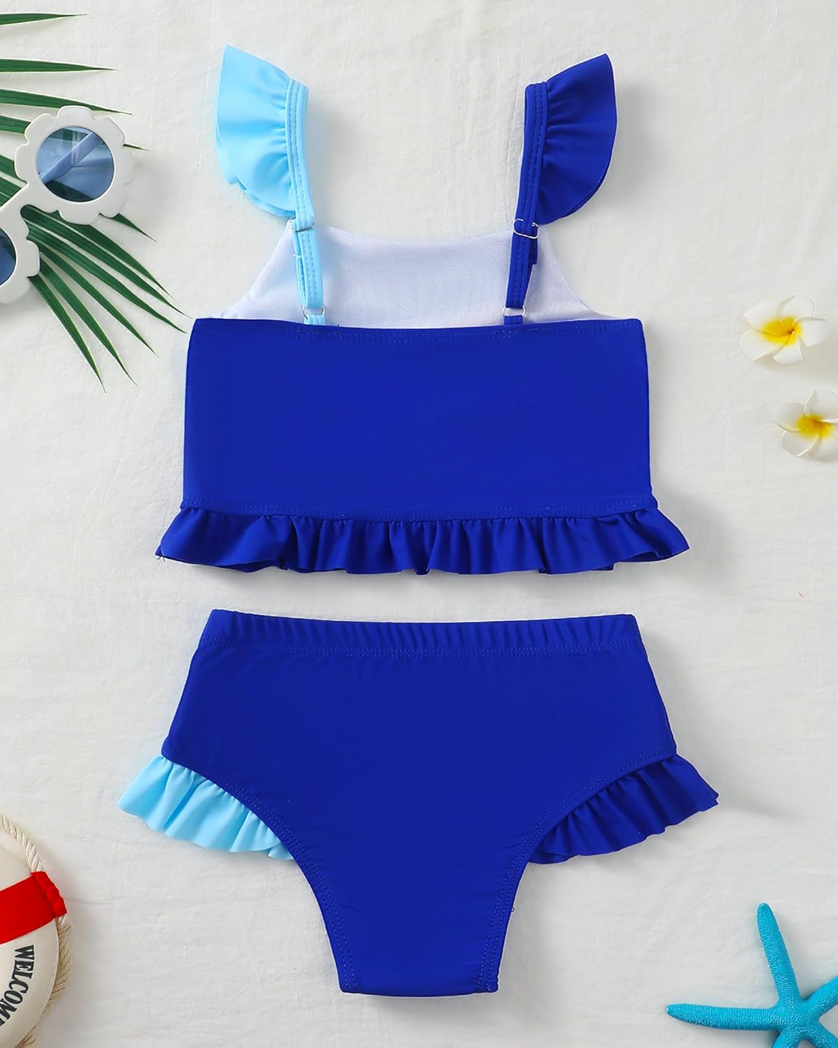 Mioglrie Toddler Baby Swimsuit Girl Summer 2 Piece Girl Bathing Suit 2T-6T Girls Tankini Color Block Bikini Swimwear - Image 2
