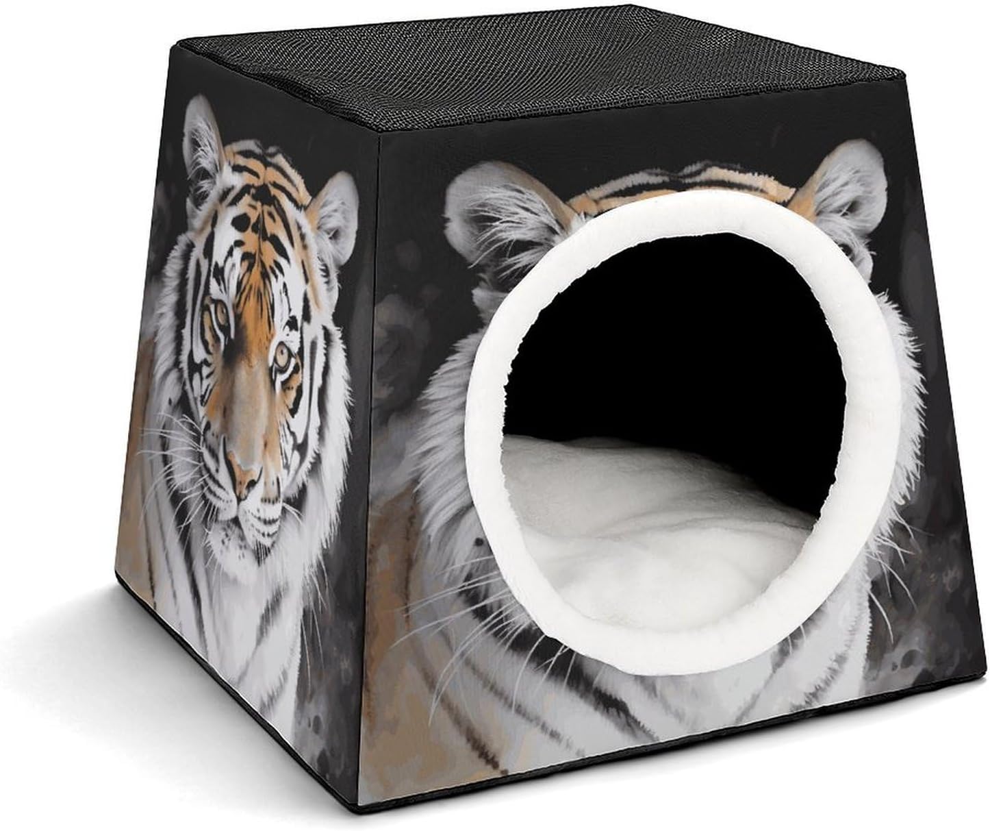 Pet Sleeping Nest Bed, Tiger Printed Dog House Cat Nest, Winter Pet House are Suitable for Most Cats, Dogs, and Other Small Pets